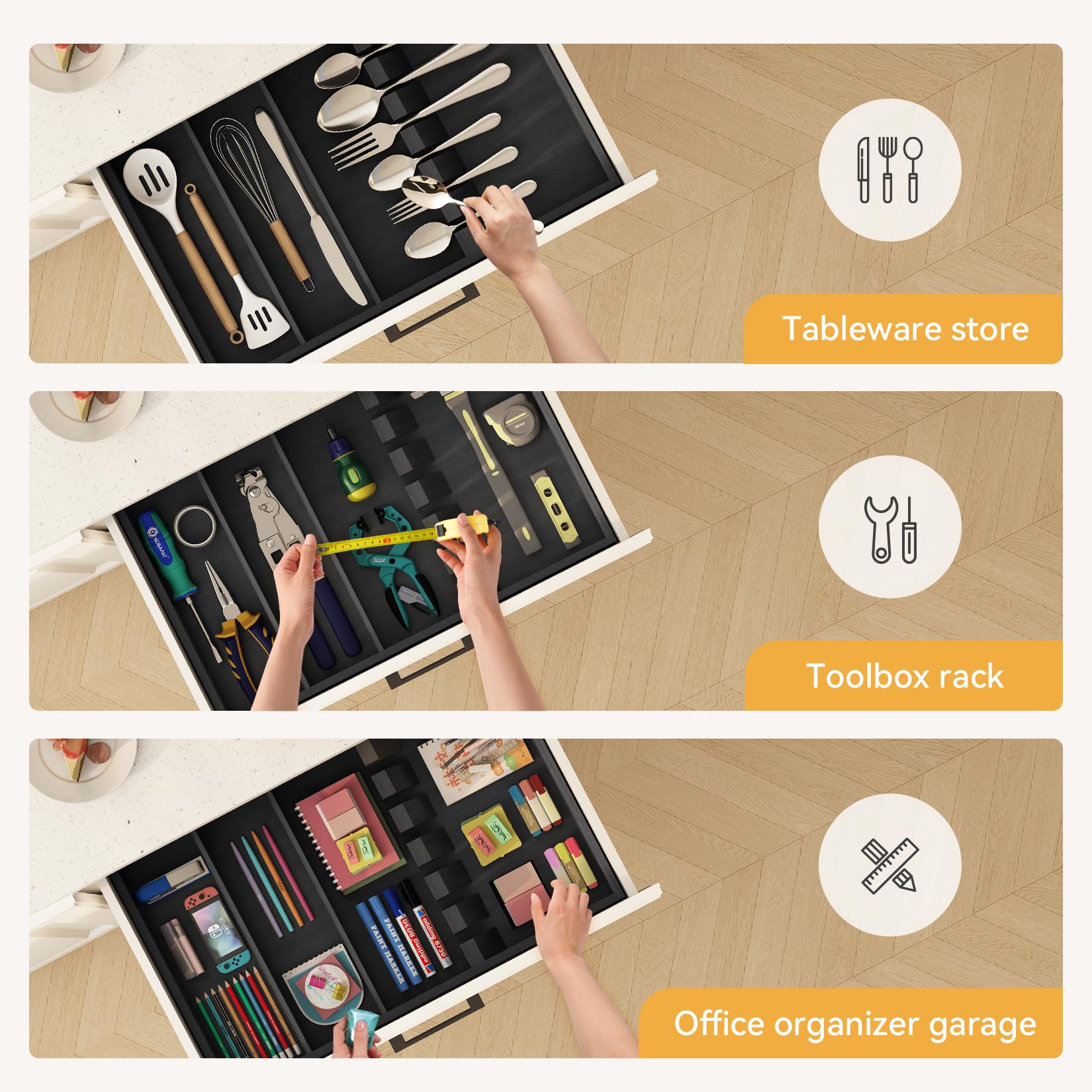 Pure Bamboo Silverware Drawer Organizer