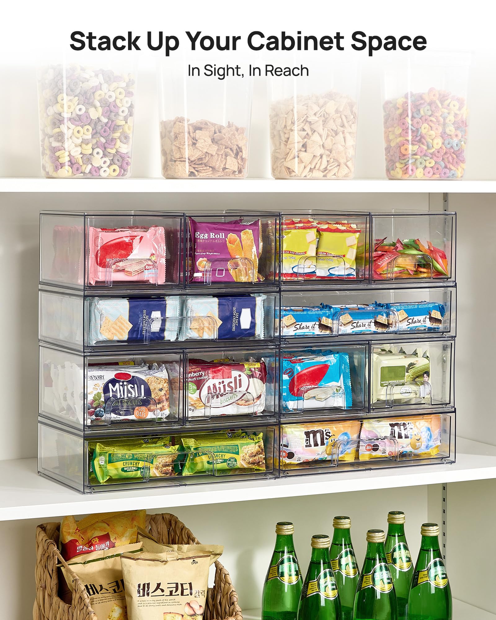 Clear Stackable Storage Drawers Set of 5 (3 Count)