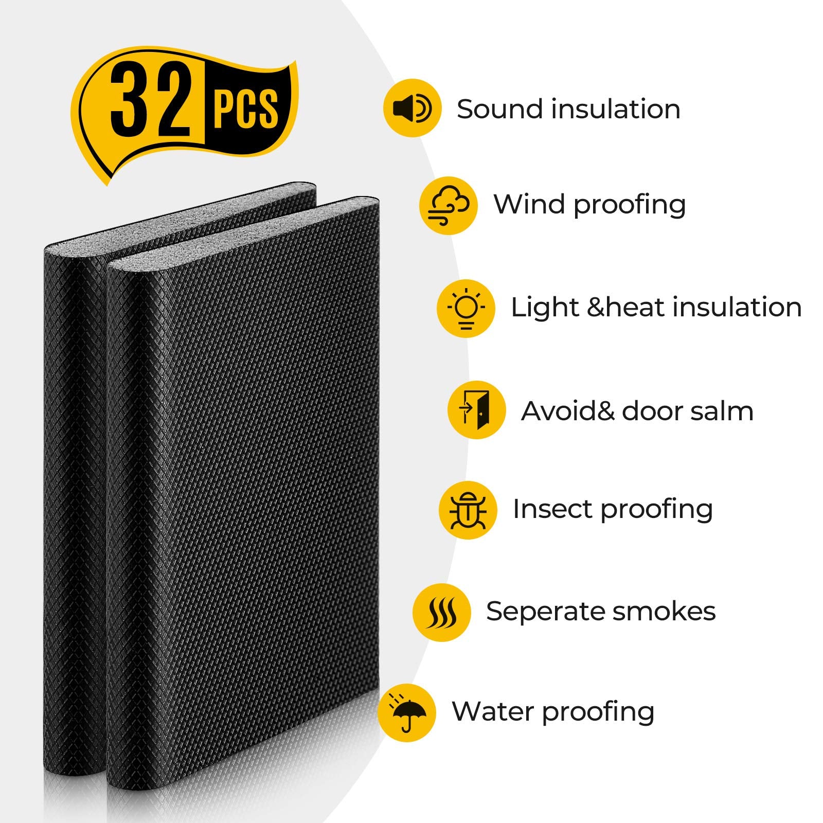 32 Pieces Door Corner Seal Pads Adhesive Weatherstripping (32 Count)