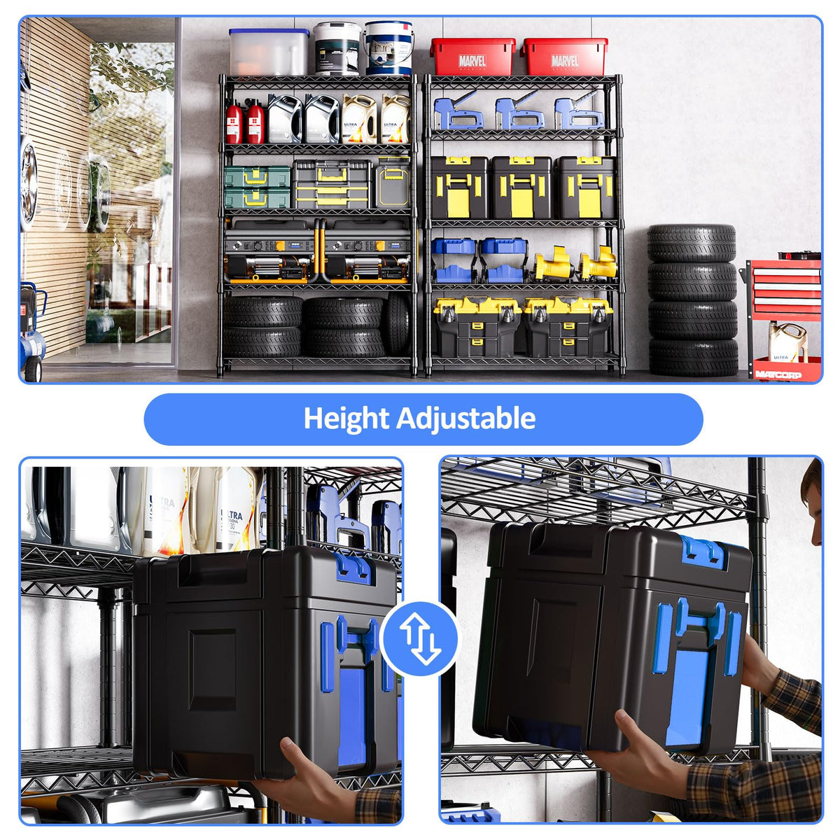 5 Tier 72"in Height 1750 LBS Garage Steel Wire Shelving for Pantry