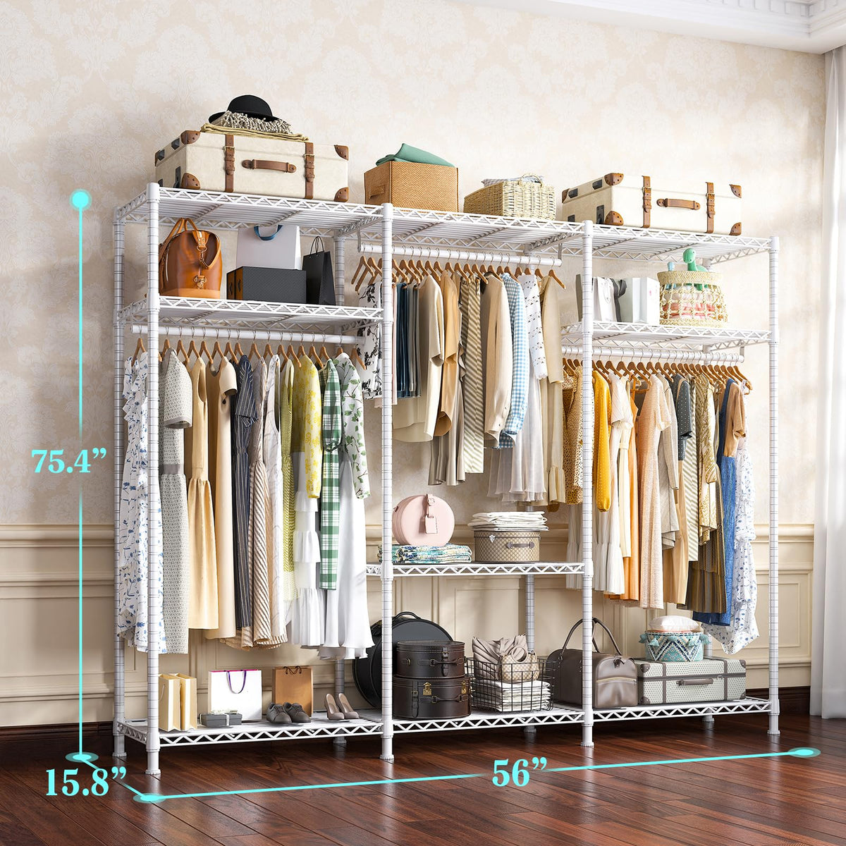 Clothes Rack Heavy Duty Load 795LBS Adjustable Clothing Racks for Hanging Clothes Garment Rack