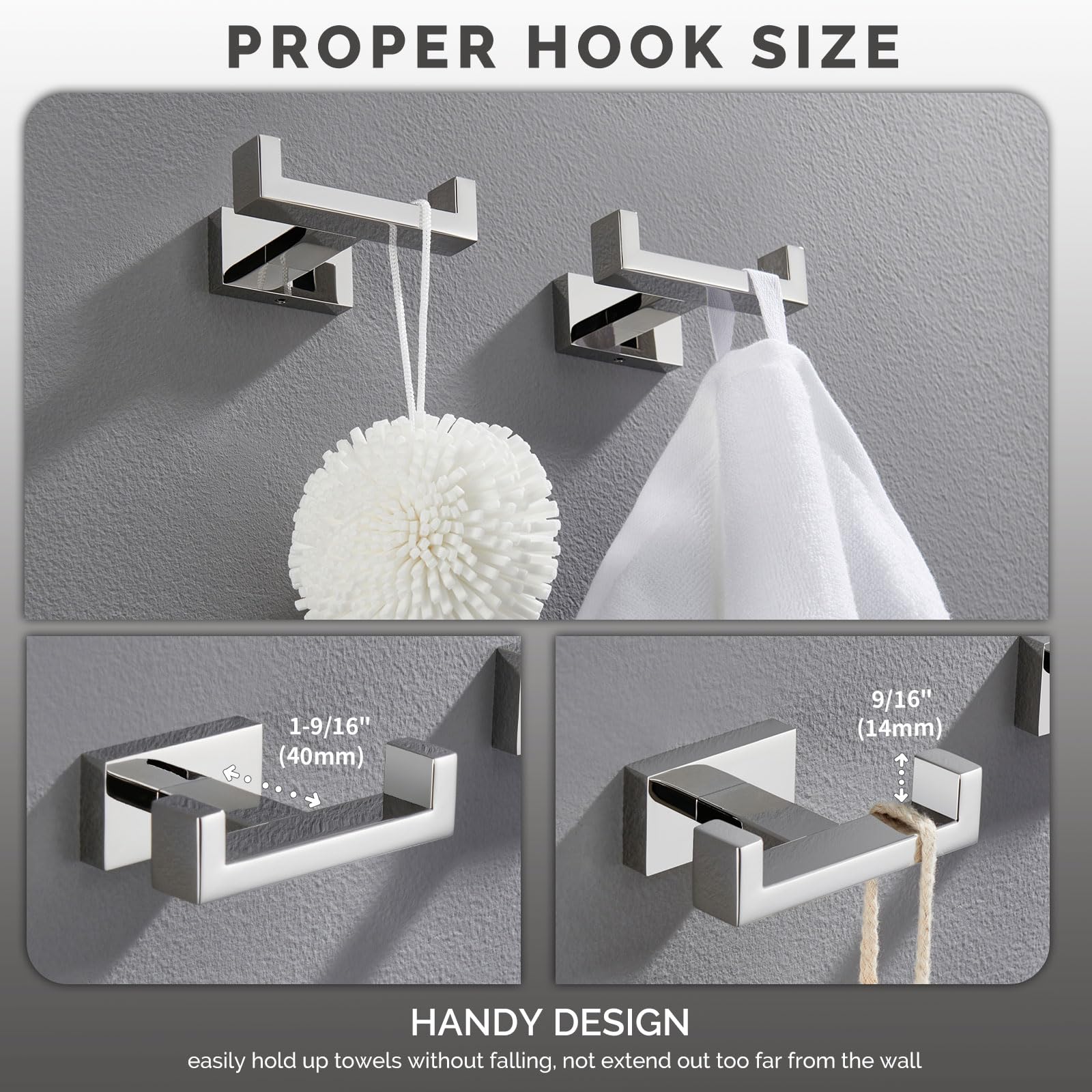 Double Towel Hooks Polished Chrome (2 Count)