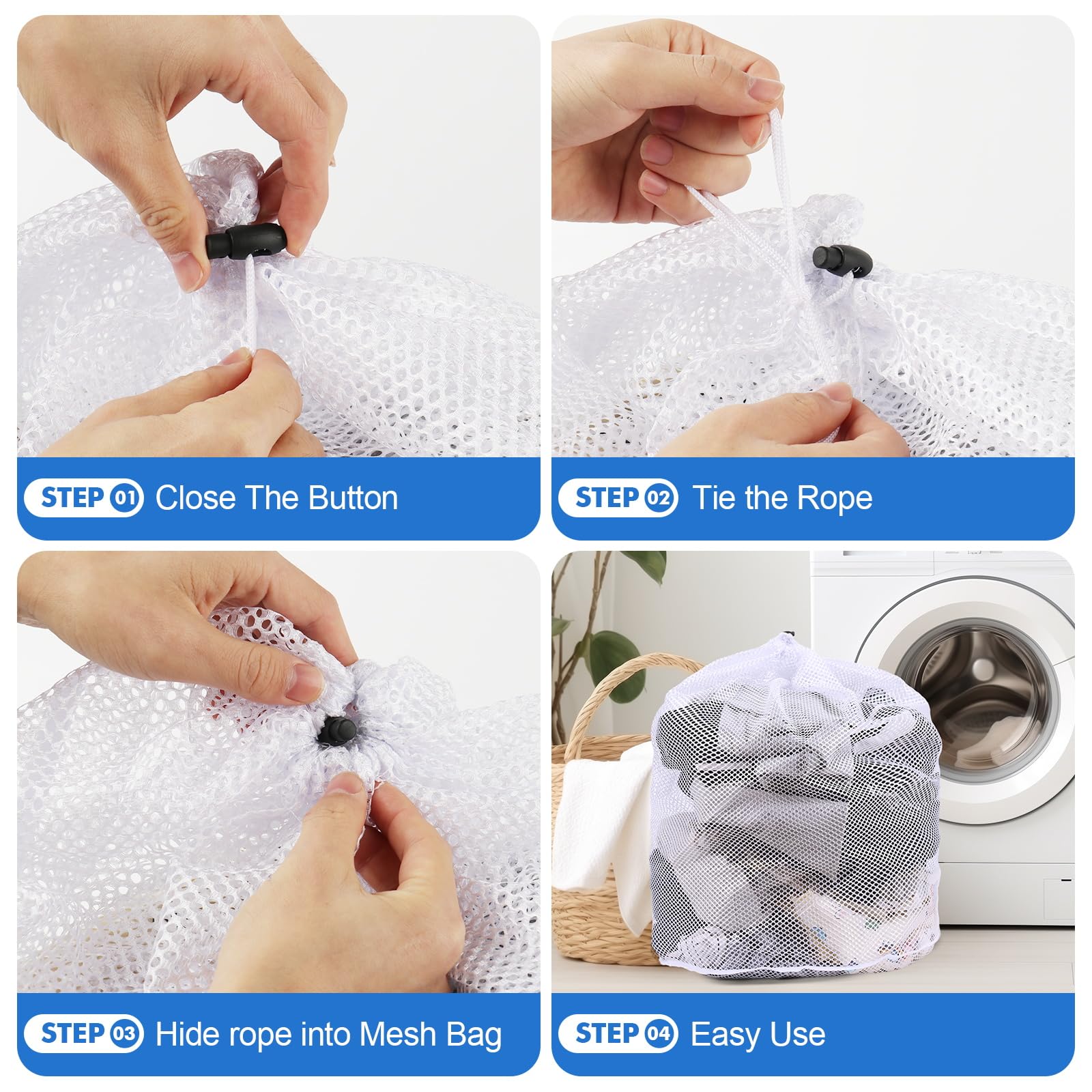 4Pcs Mesh Laundry Bags Washing Machine Mesh Wash Bags for Clothes (4 Count)