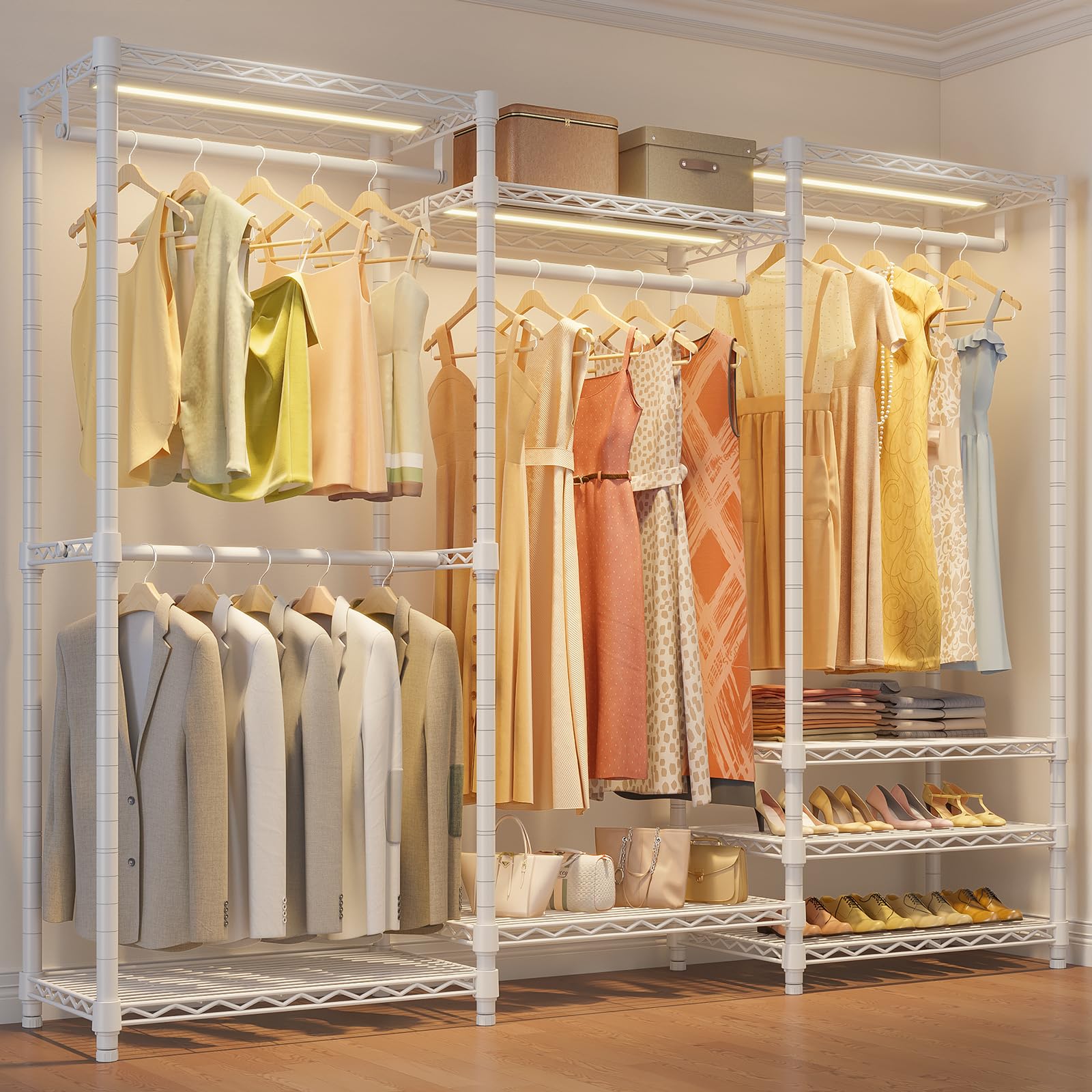V5L Garment Rack Heavy Duty with Dimmable LED Lights