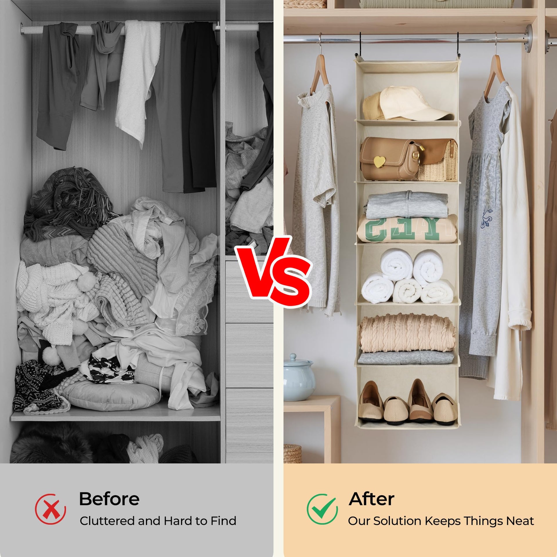 6 Shelf Hanging Closet Organizer