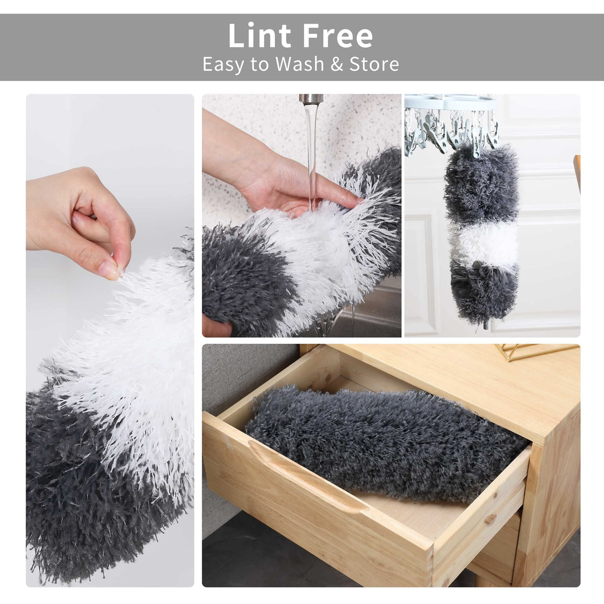 Microfiber Feather Duster with 100 Inches Extendable Pole (2 Count)