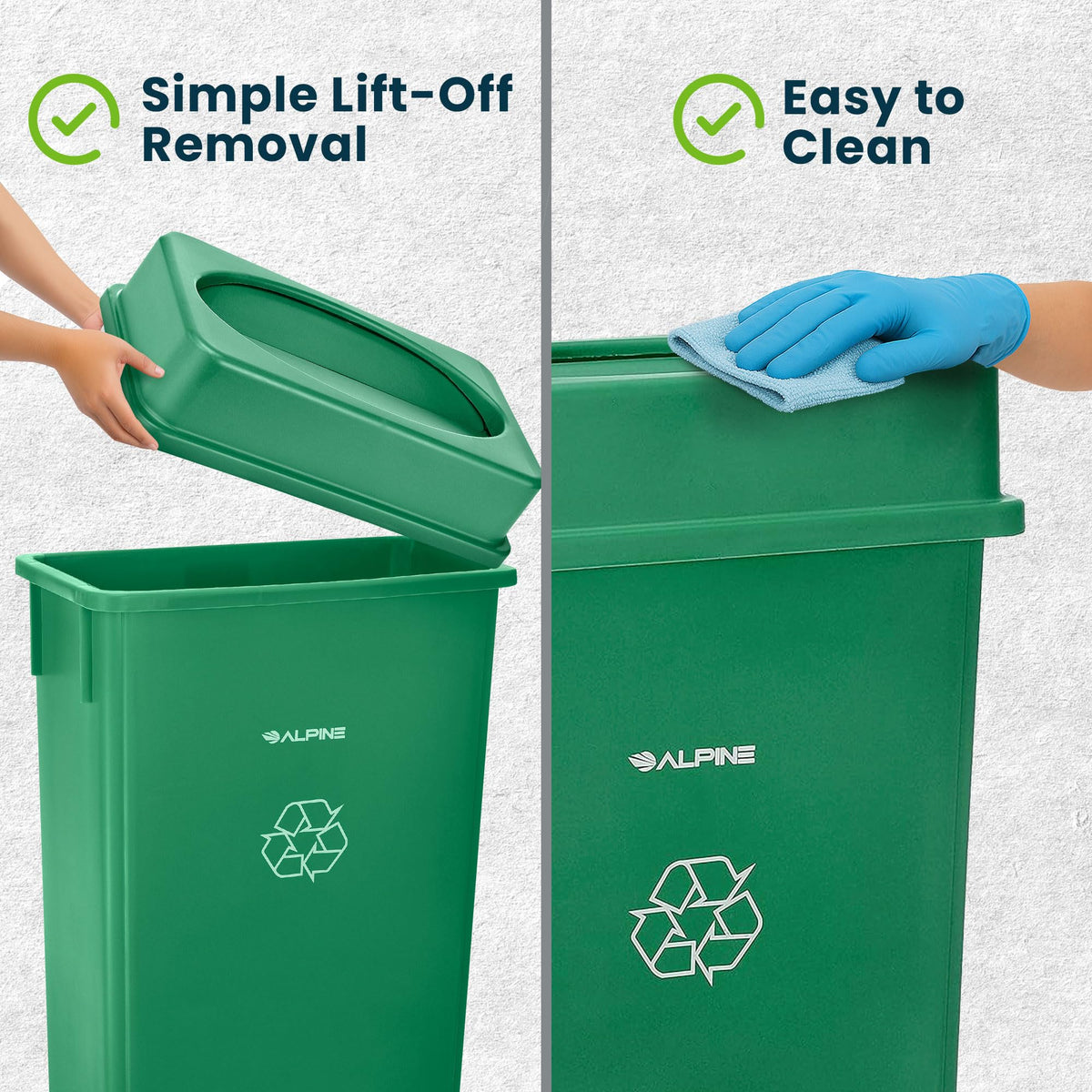 Slim Trash Can Lid for 16 to 23 Gallon Green Indoor Recycle Bin