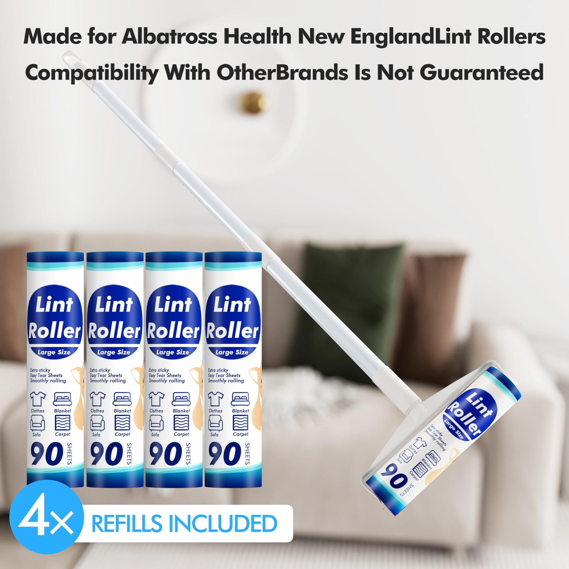 360 Sheets Sticky Lint Rollers Refills for 9.45'' Width Large Lint Roller
