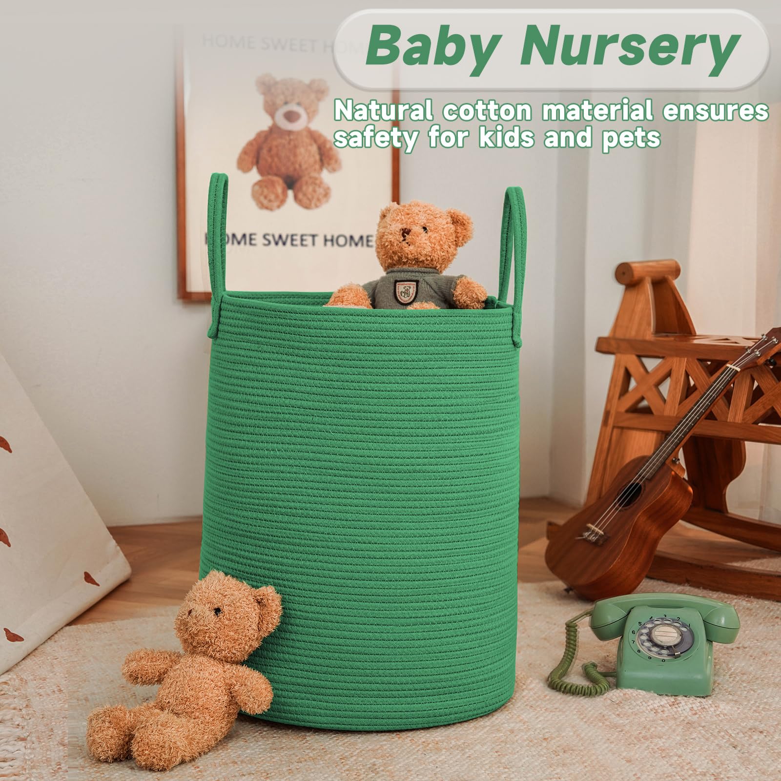 100L Cotton Rope Laundry Basket Hamper