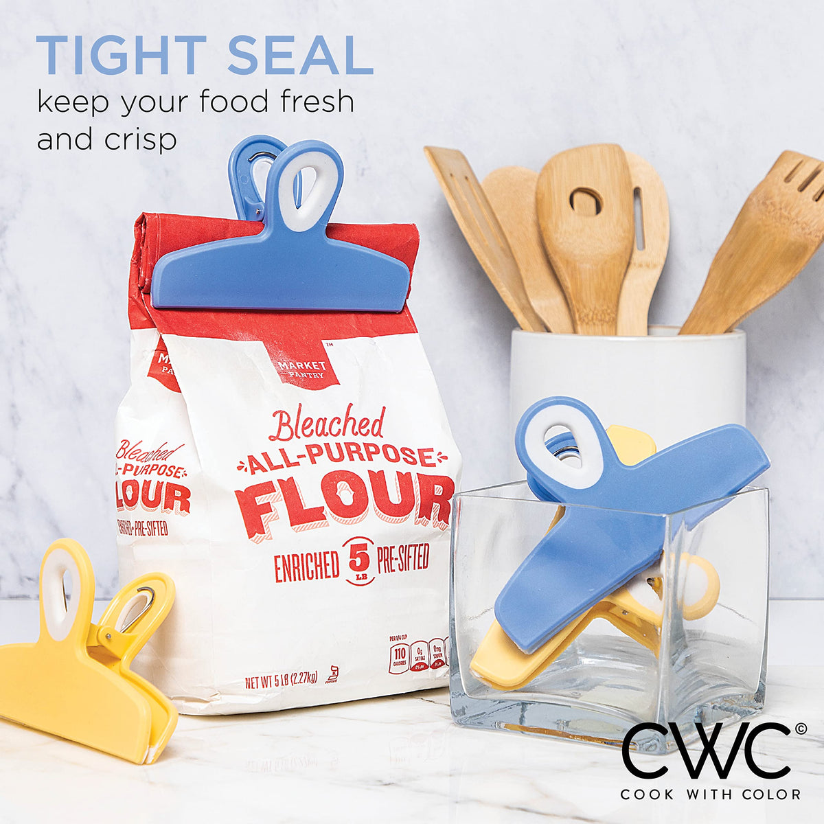 Bag Clips Heavy Duty Chip Clip and Refrigerator Magnet Clips for Food Storage with Air Tight Seal Grip (4 Count)