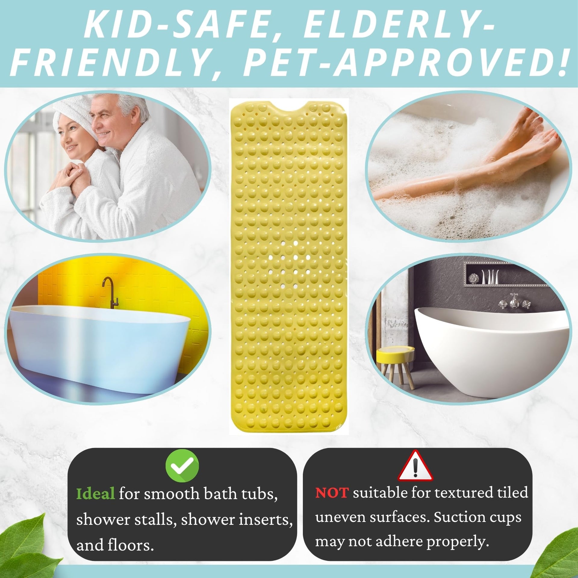 Bath Mat Large Non Slip Bathtub & Shower Mat