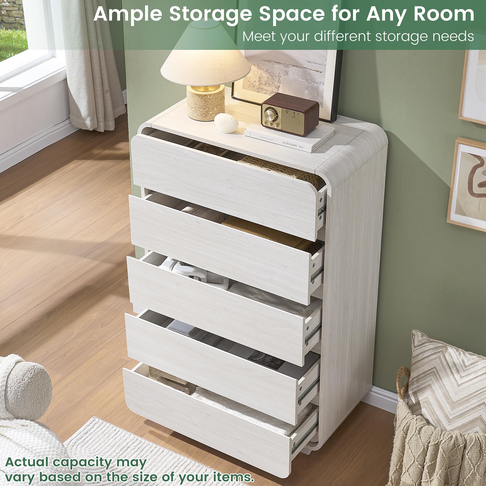 White 5 Drawers Dresser