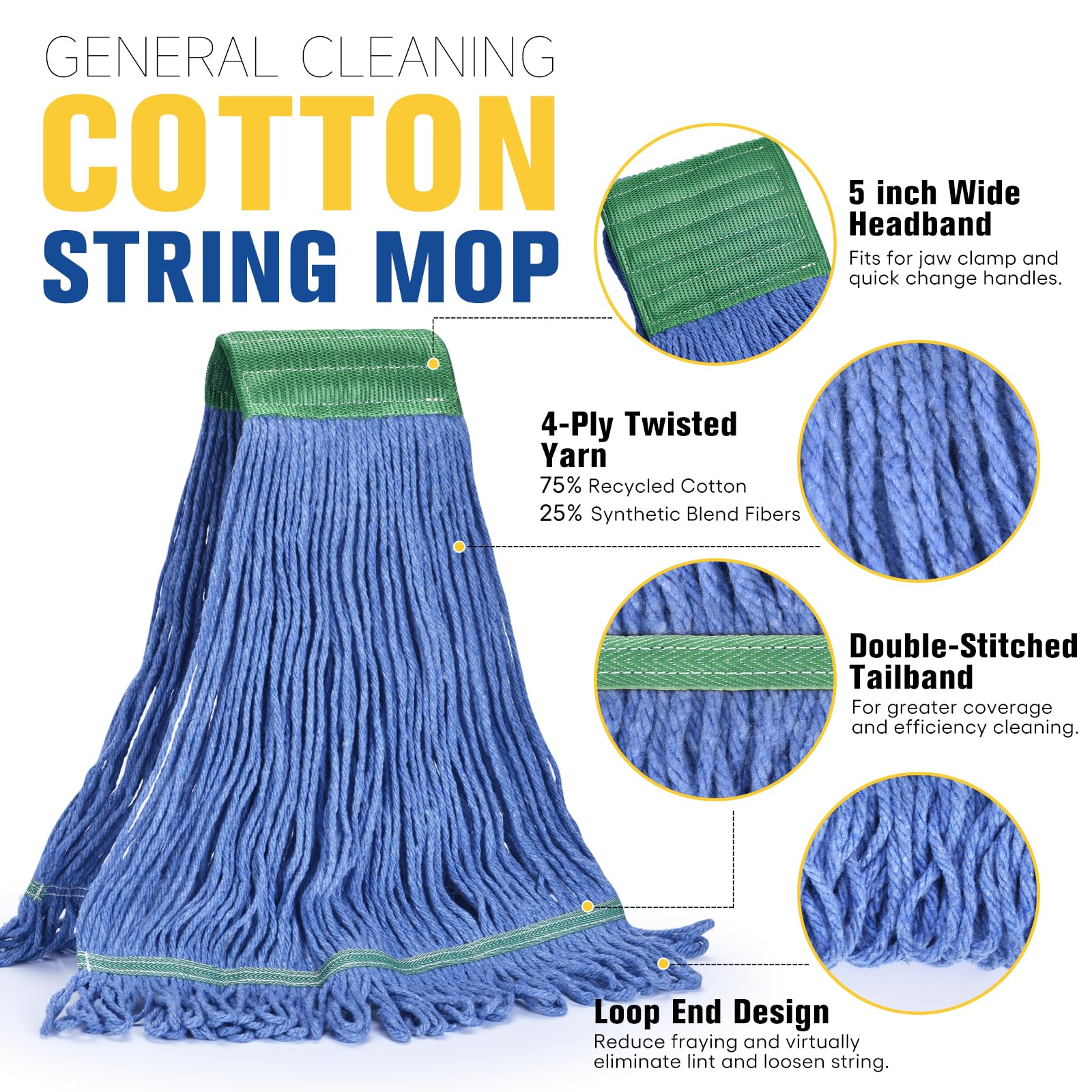 Matthew Cleaning Commercial Mop Head Replacement (6 Count)