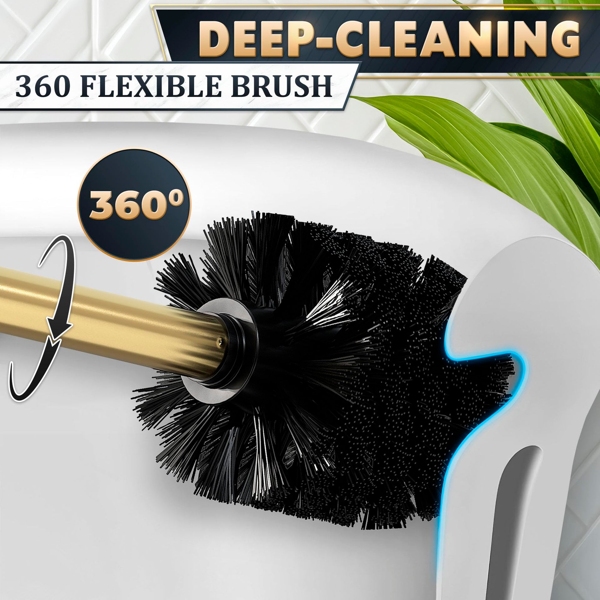 2 Pcs Wall Mounted Stainless Steel Toilet Brush and Holder Set