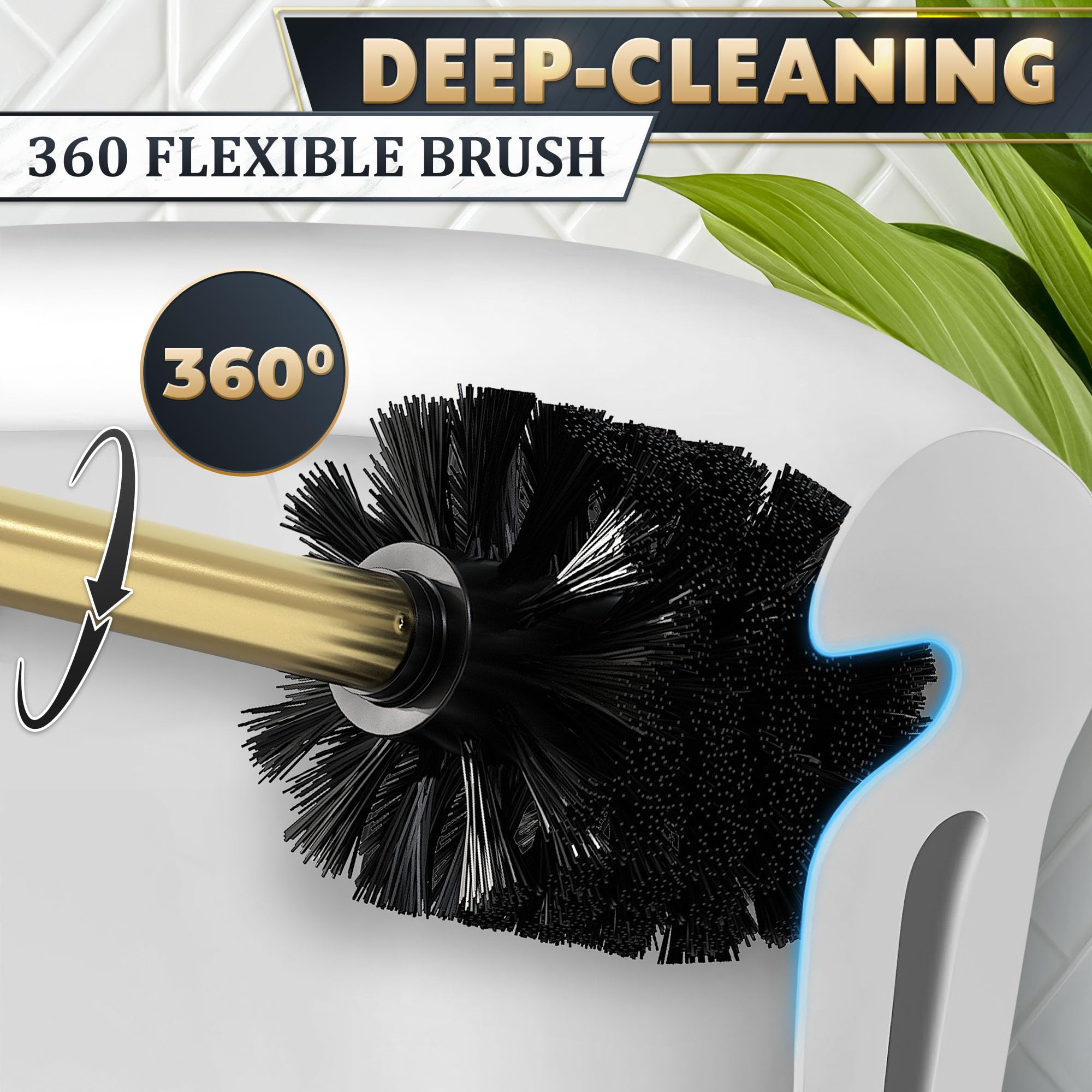 2 Pcs Wall Mounted Stainless Steel Toilet Brush and Holder Set