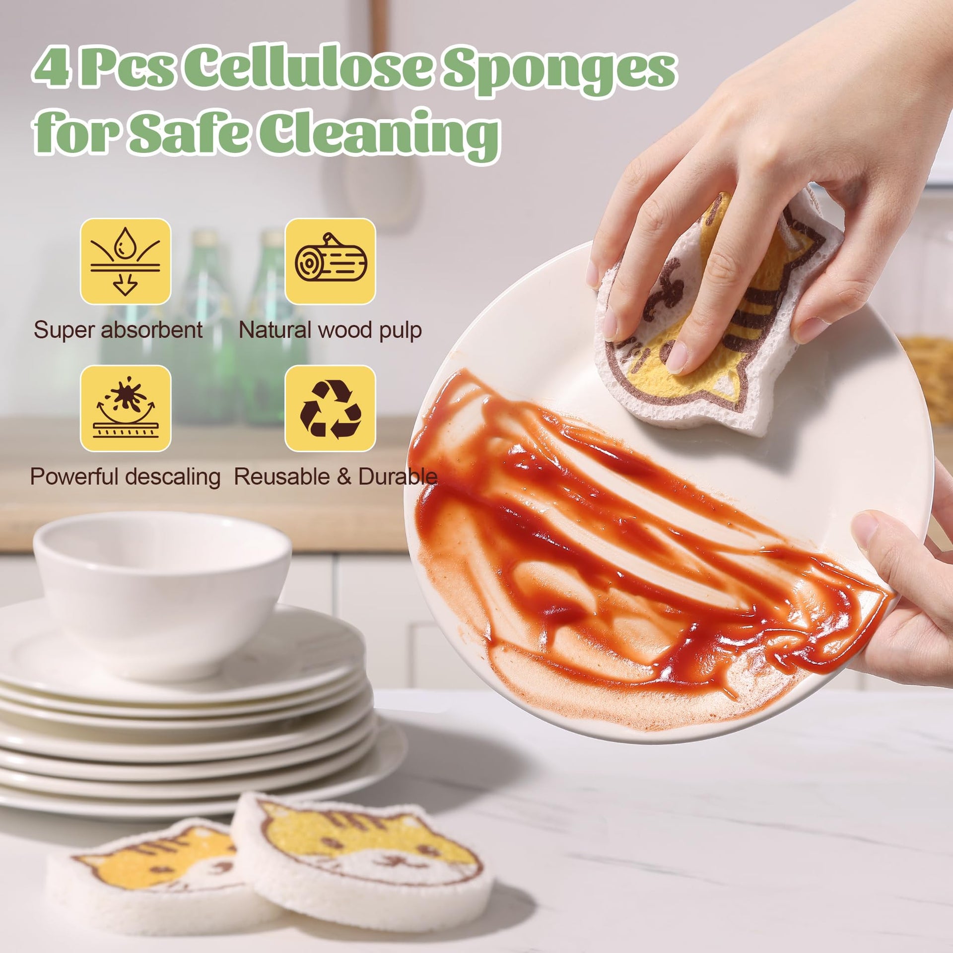 Cartoon Kitchen Sponge (4 Count)