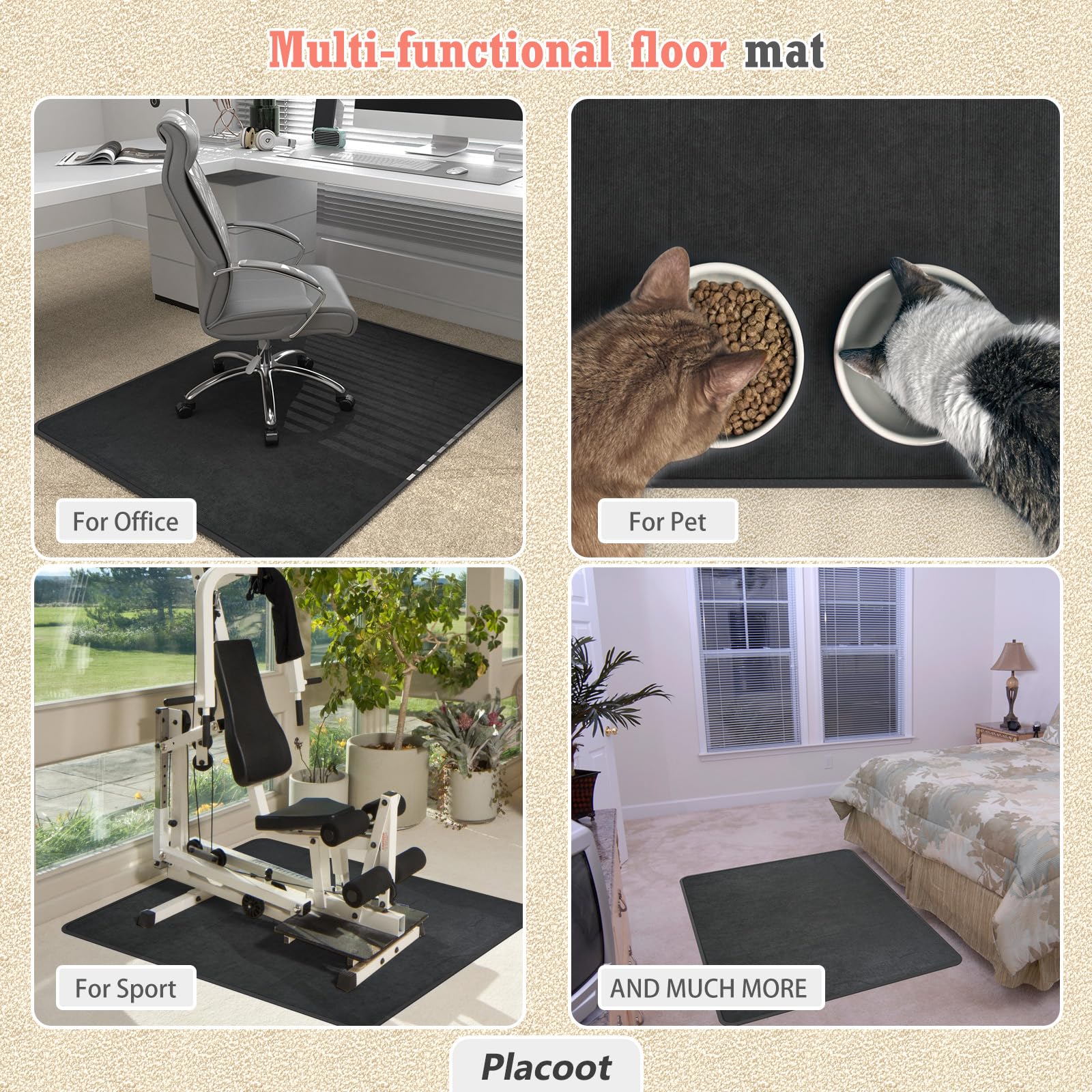 Heavy Duty Office Chair Mat for Carpet and Hardwood Floor Bohemian Desk Chair Mat Rug 36'' x 48'' Jacquard Woven Surface Floor mats for Office Home