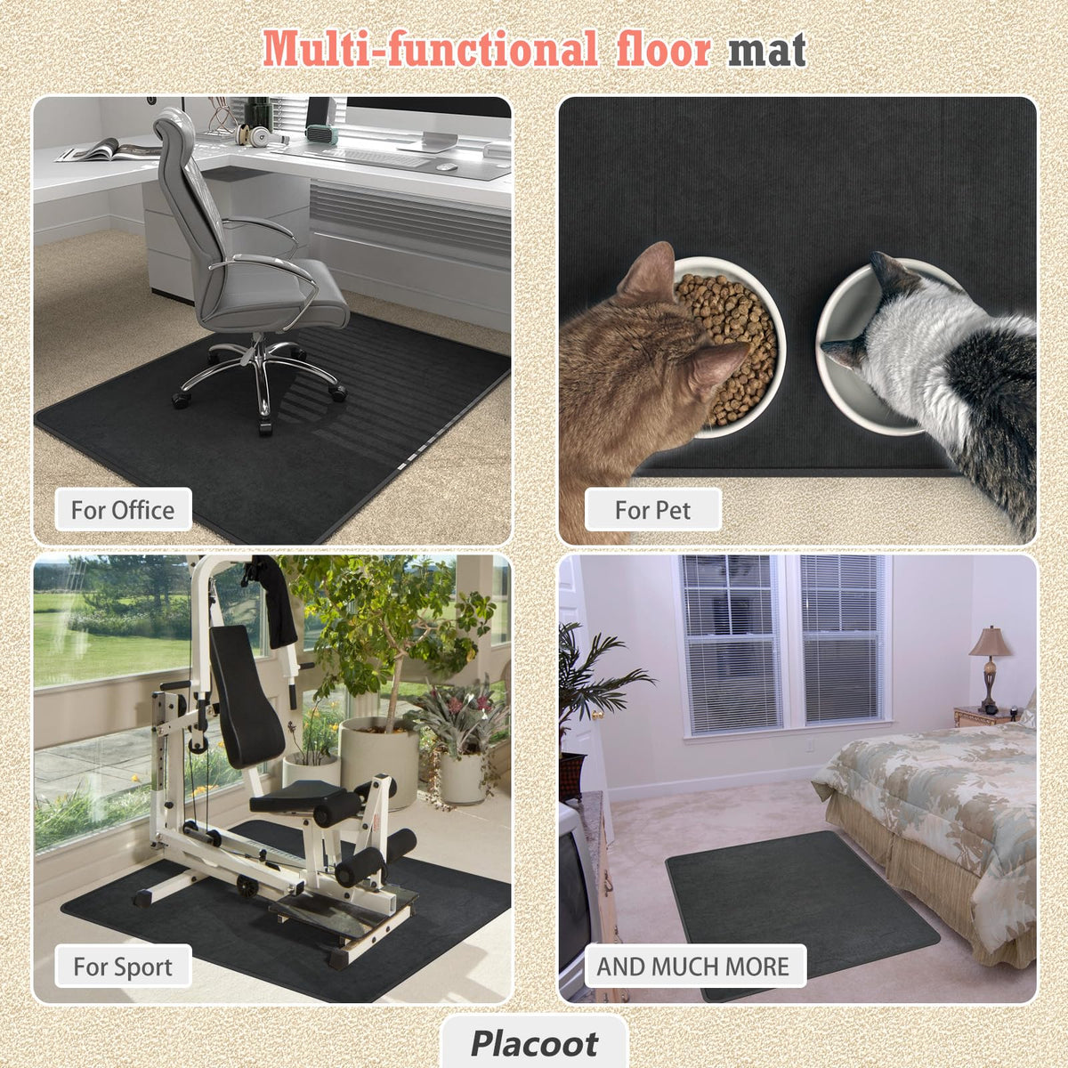 Heavy Duty Office Chair Mat for Carpet and Hardwood Floor Bohemian Desk Chair Mat Rug 36'' x 48'' Jacquard Woven Surface Floor mats for Office Home