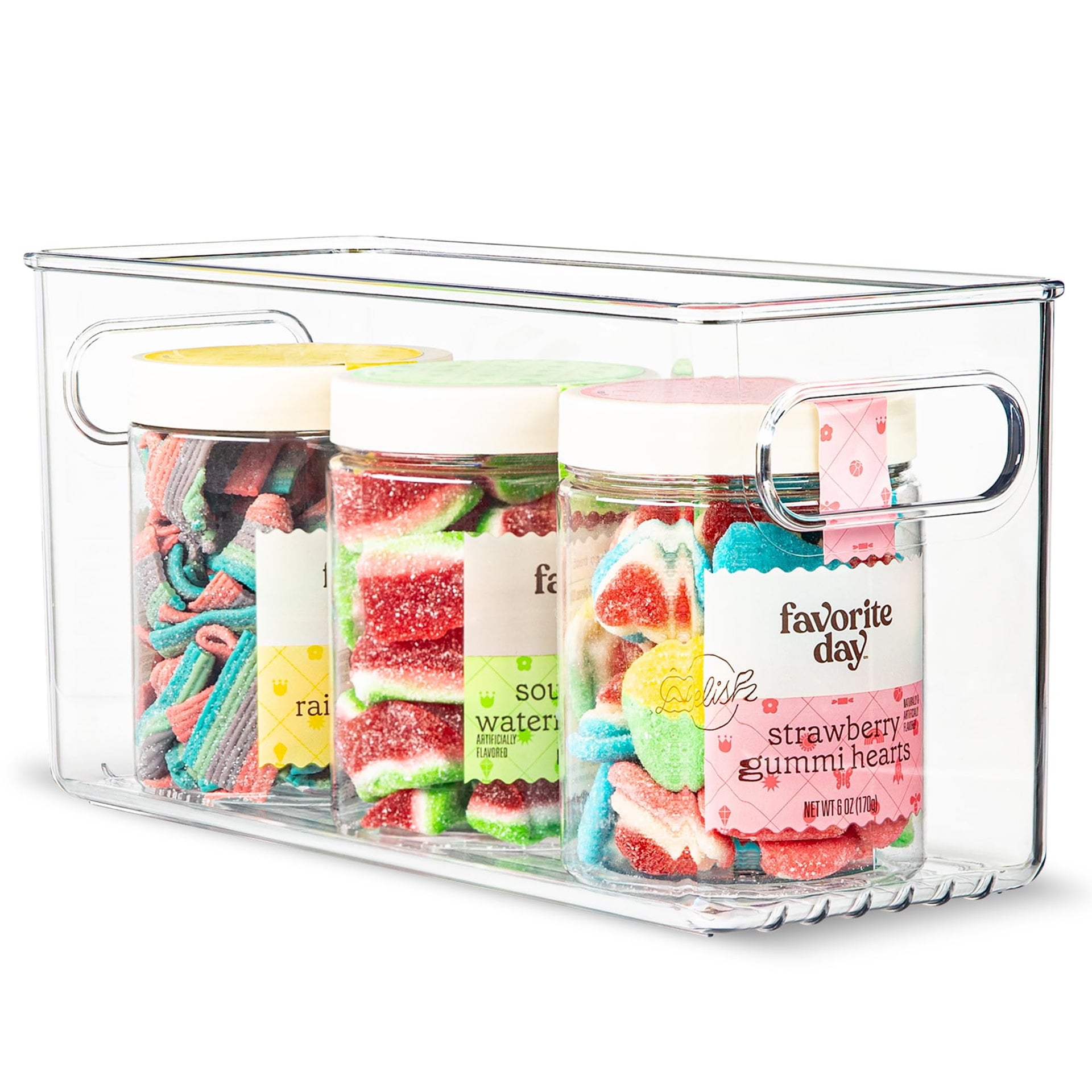 Plastic Food Storage Clear Container Bin with Handles for Organizing Kitchen