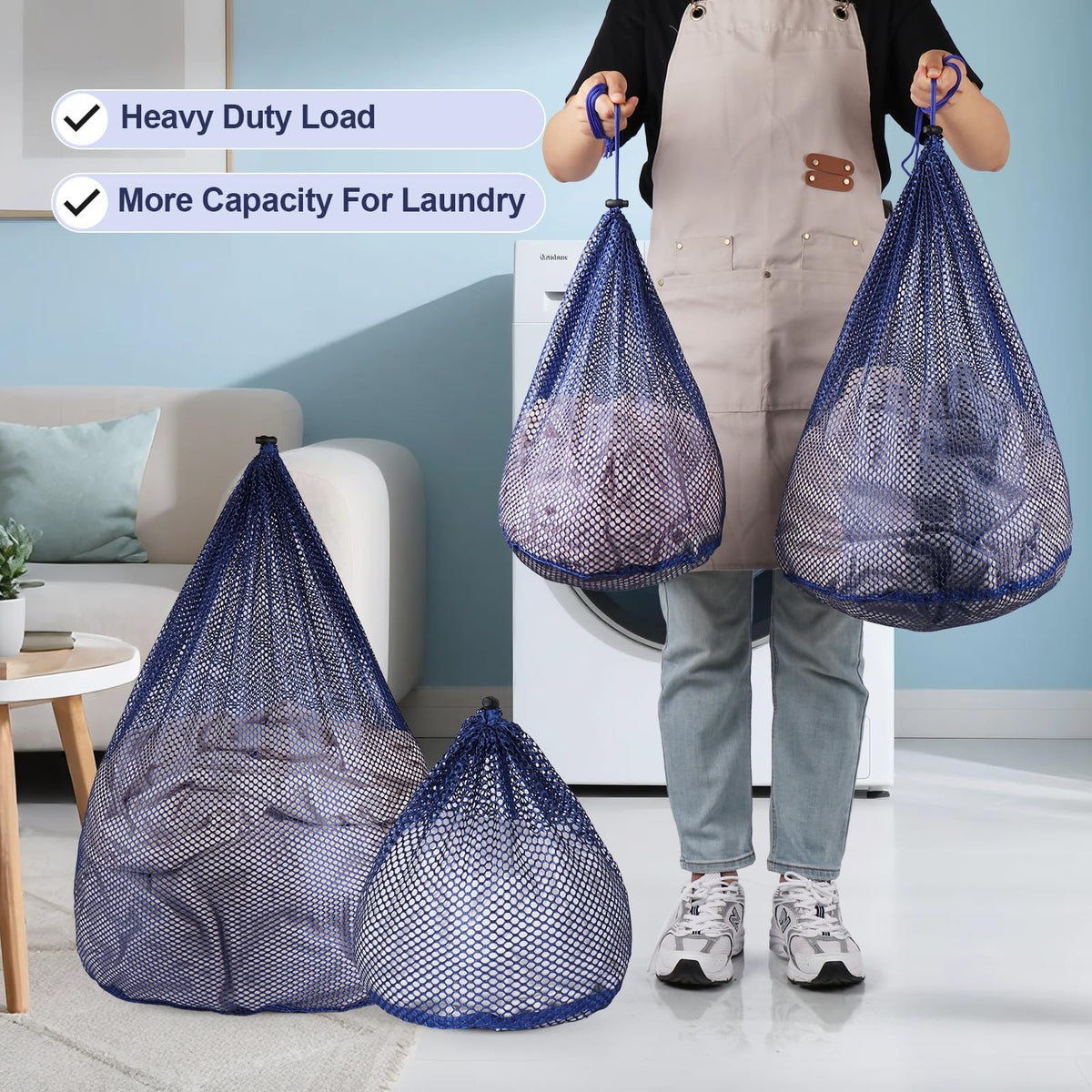 4Pcs Mesh Laundry Bags Washing Machine Mesh Wash Bags for Clothes (4 Count)