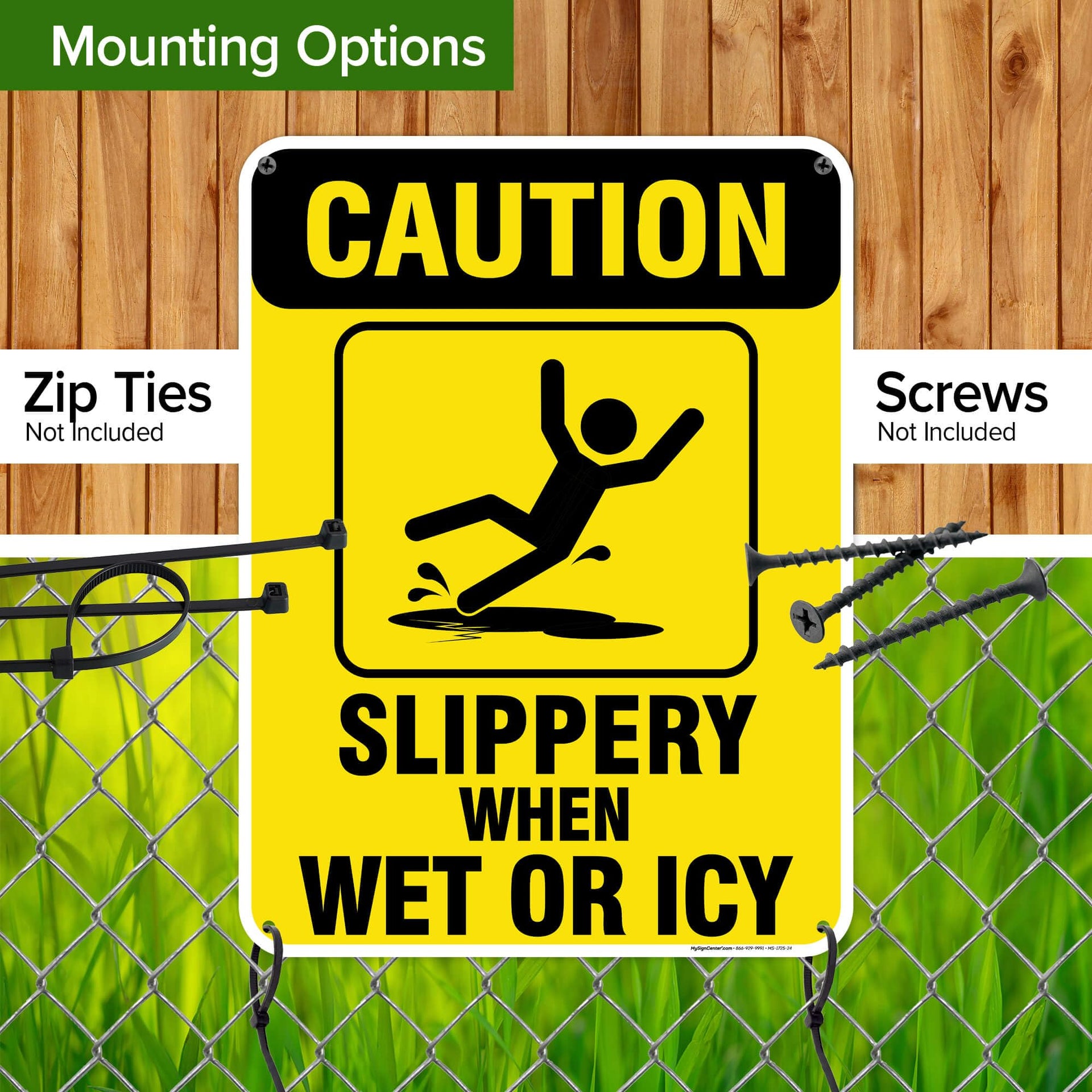 Caution Slippery When Wet Sign or ICY Sign
