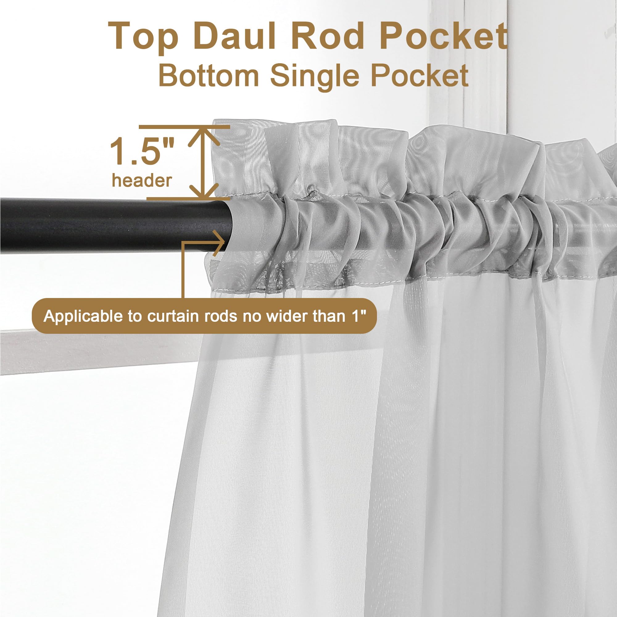Sheer Curtains 63 Inch Length 2 Panels