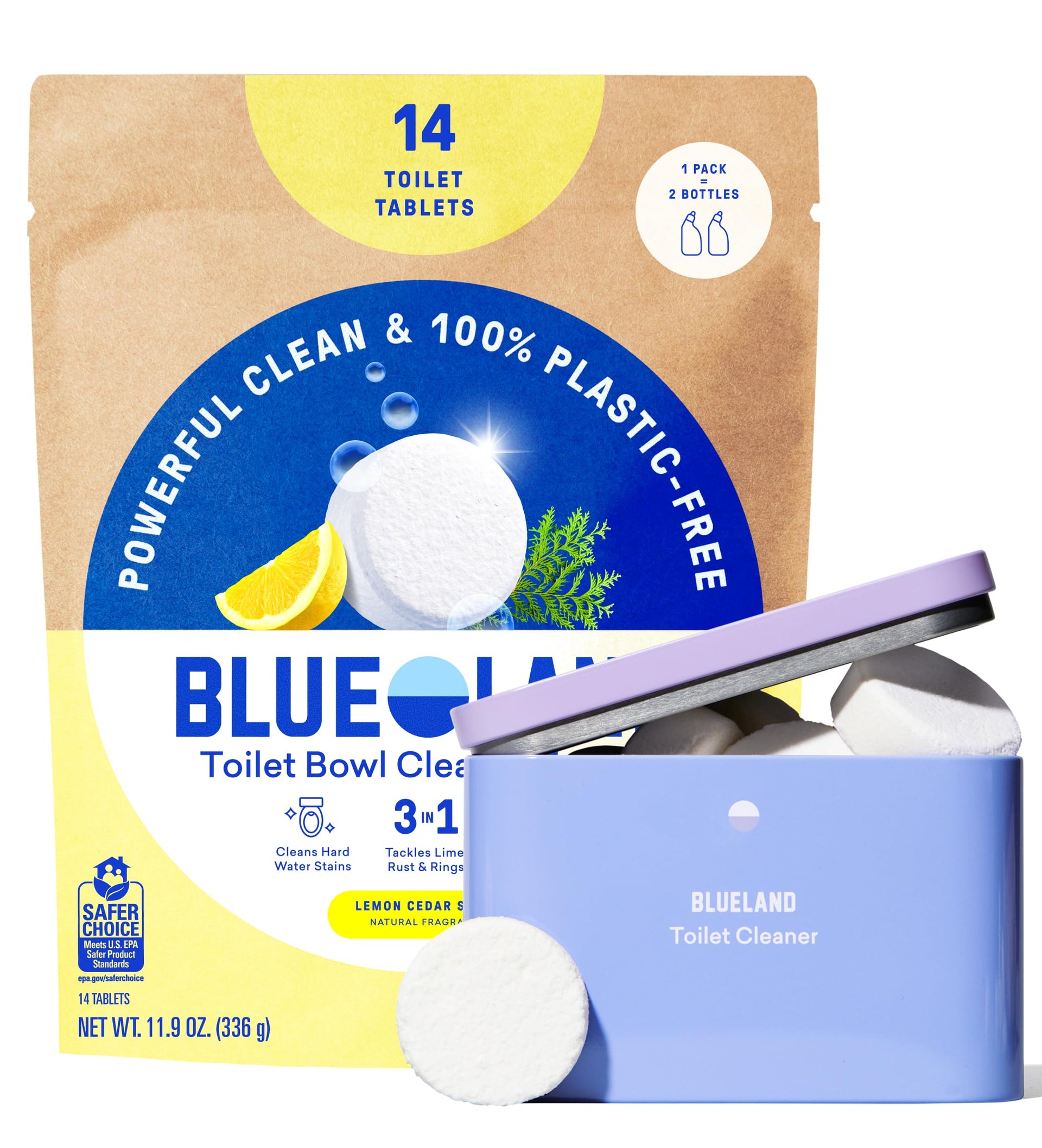 100% Plastic Free Toilet Bowl Cleaner Tablets Set (14 Count)