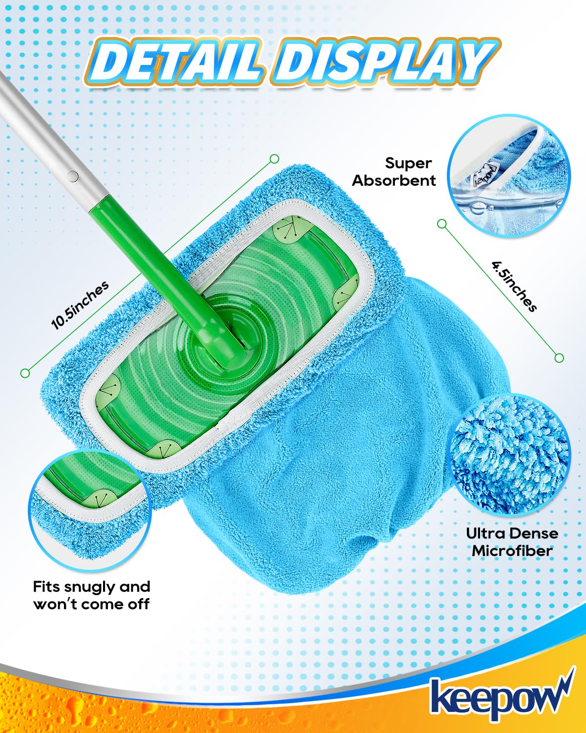 6 Pack Reusable Mop Pads Compatible with Sweeper Mop (8 Count)