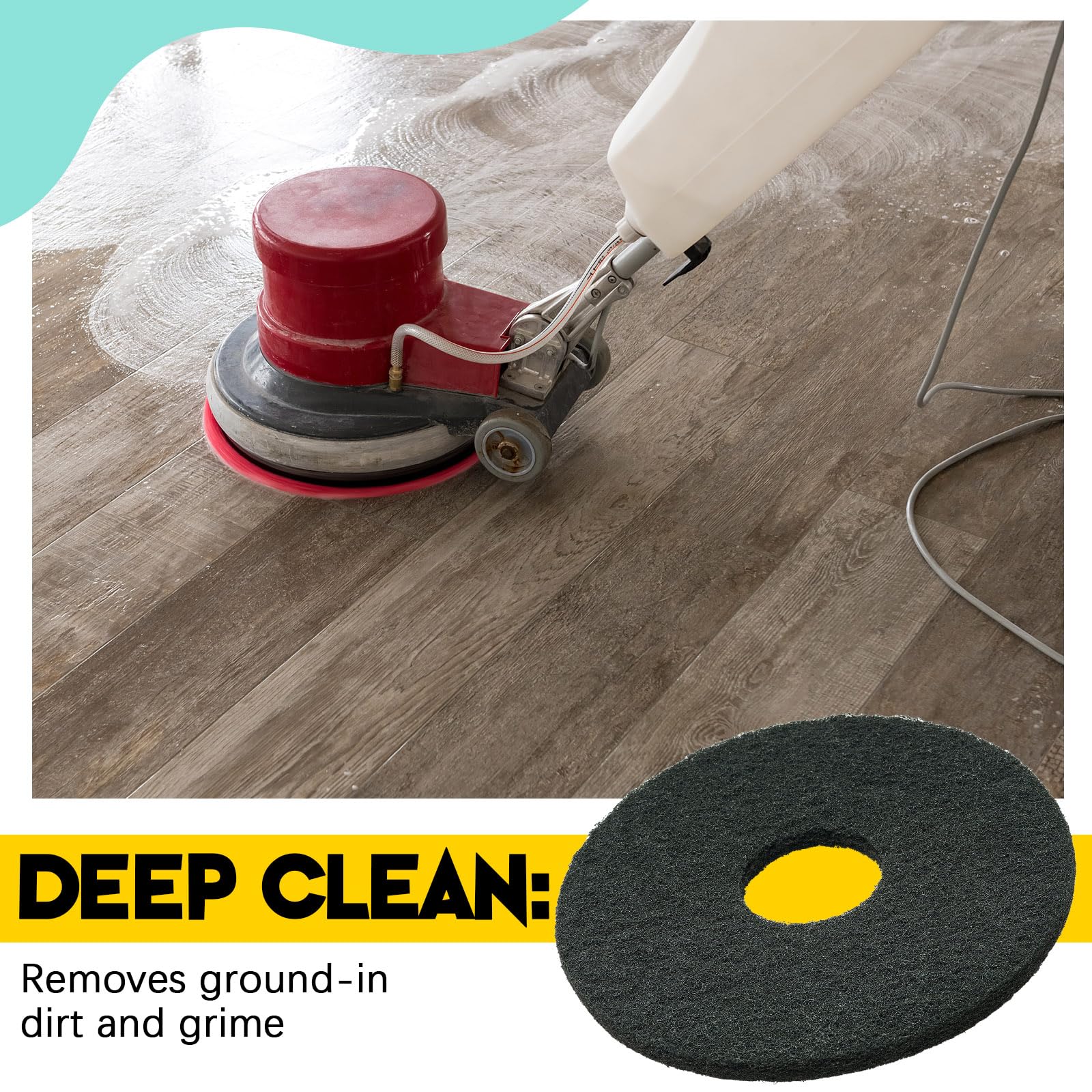 2 Pcs 17" Black Scrubbing Pads Commercial Cleaning Orbiter Pads (2 Count)