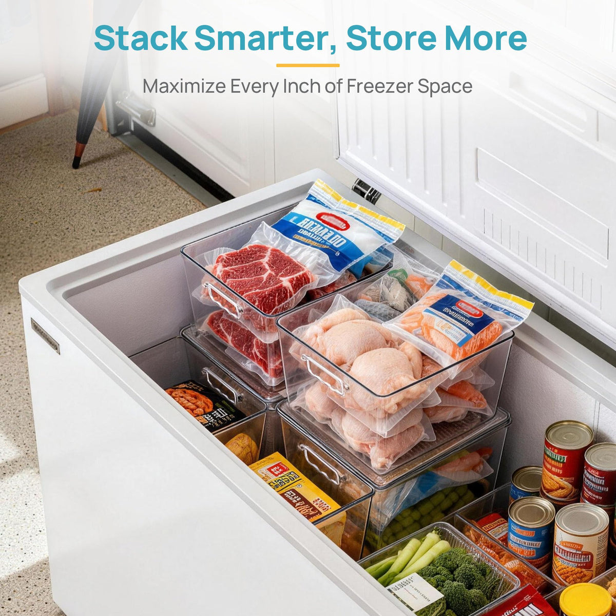 4 Pack Extra Large Clear Stackable Storage Bins with Lids for Cube (4 Count)