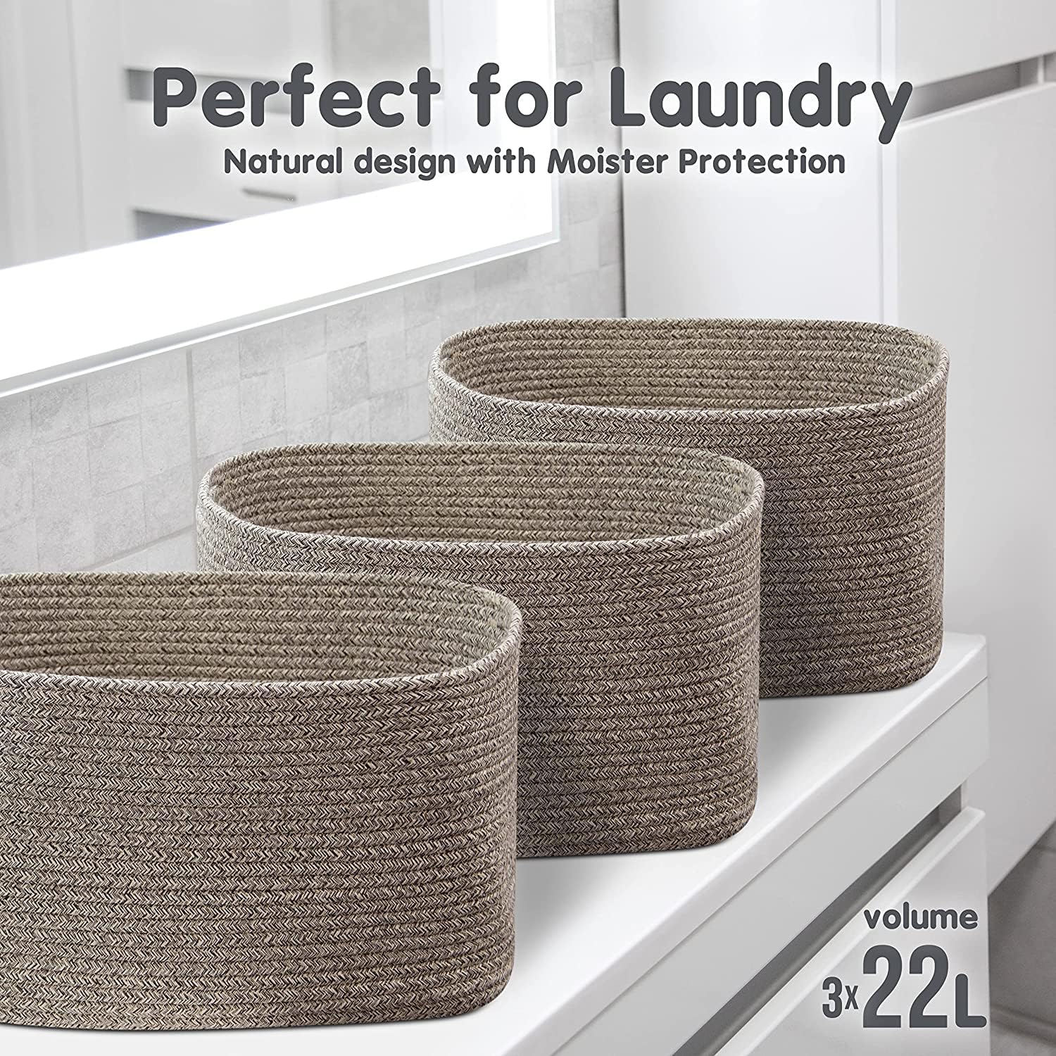 Cotton Rope Baskets for Organizing (3 Count)