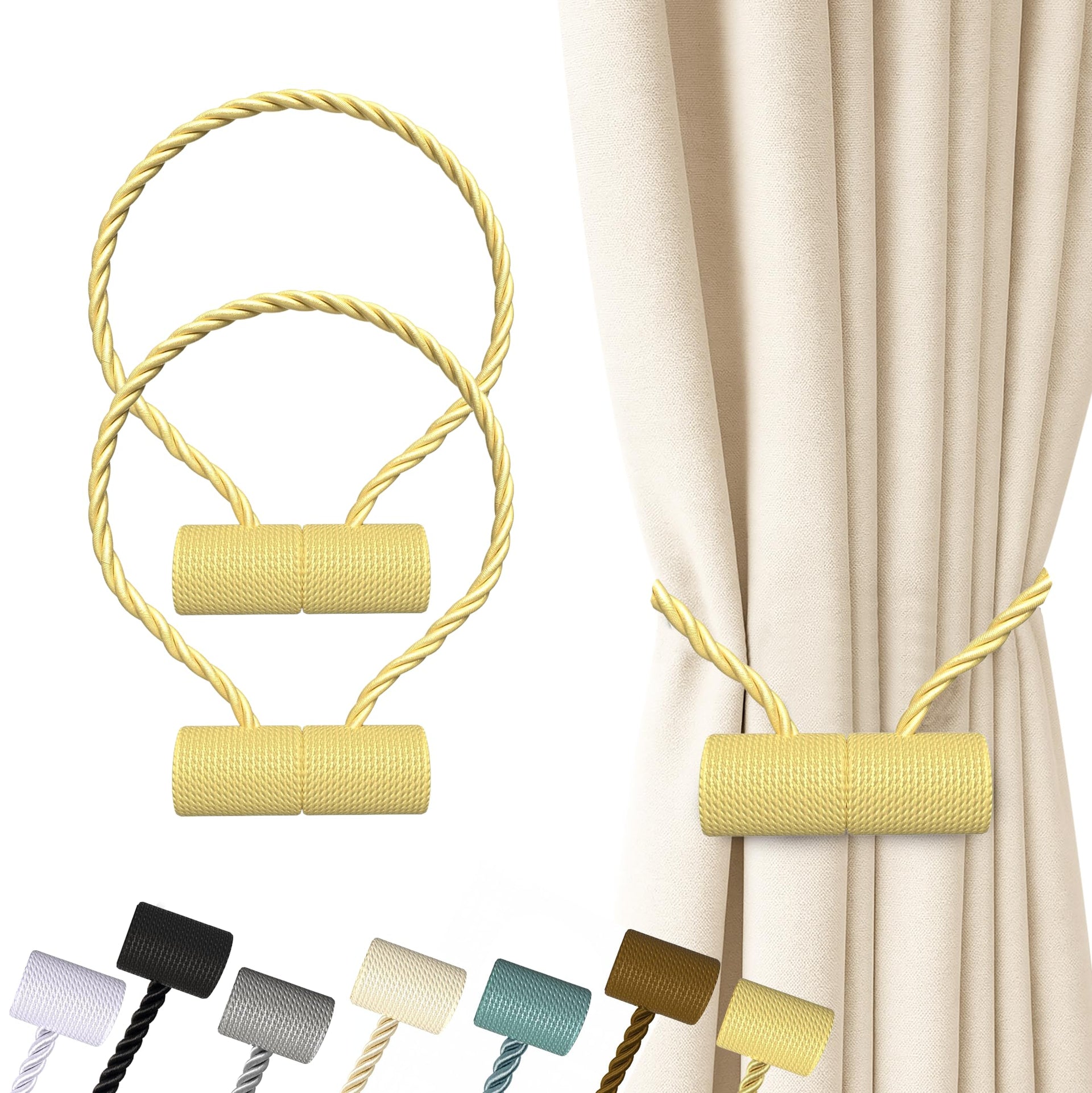 Magnetic Curtain Tiebacks Golden 2pcs (2 Count)