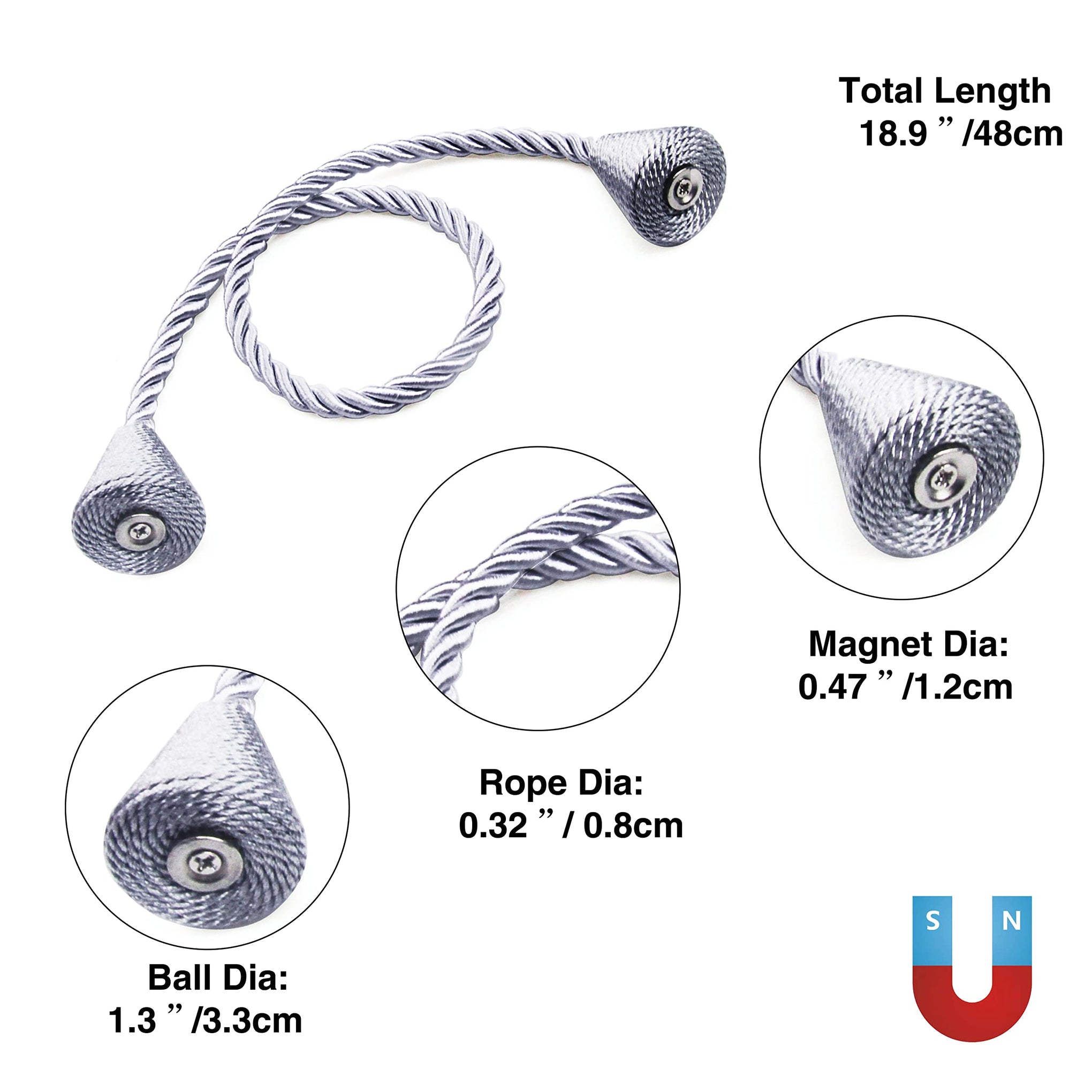 Magnetic Curtain Tiebacks Rope Decorative Holdbacks for Drapes Nieffeiy