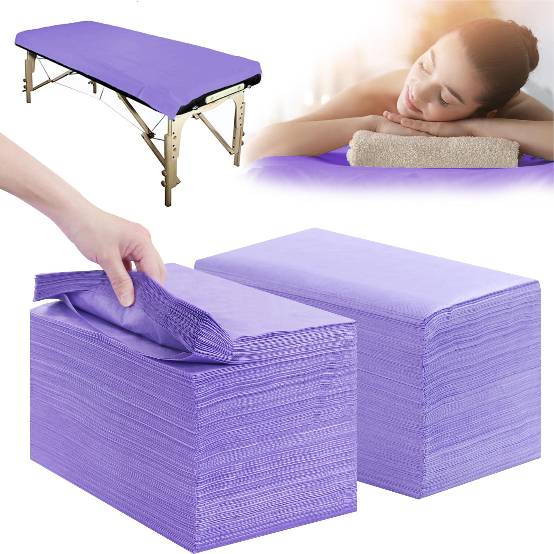 Disposable Bed Sheets 200 Pcs 31" x 71" Massage Table Sheets Non Woven Fabric SPA Bed Cover Breathable for Massage Beauty Tattoos (200 Count)