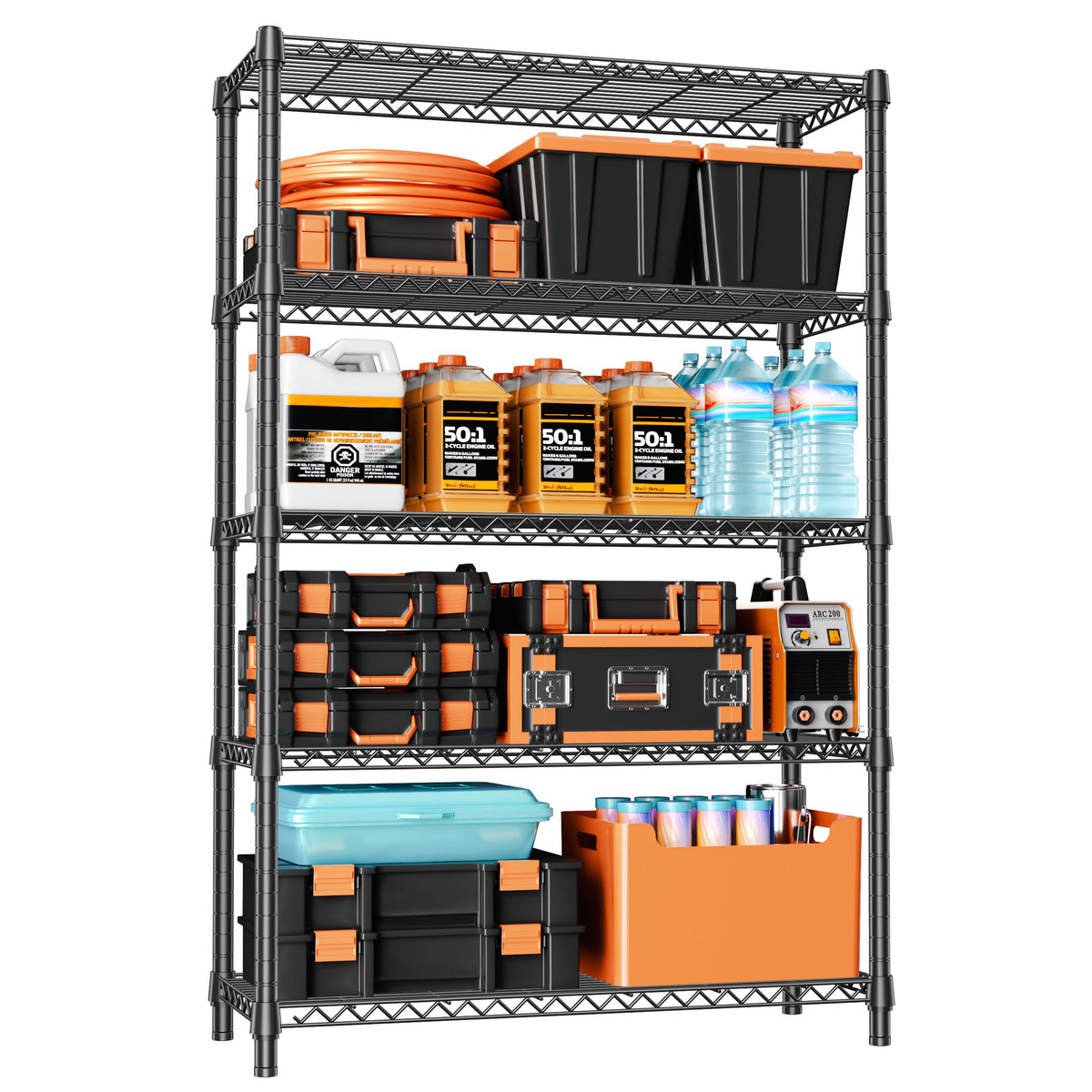 1750 LBS Garage Shelving Wide Storage Shelves Metal Shelves Heavy Duty Adjustable Utility Shelf Rack