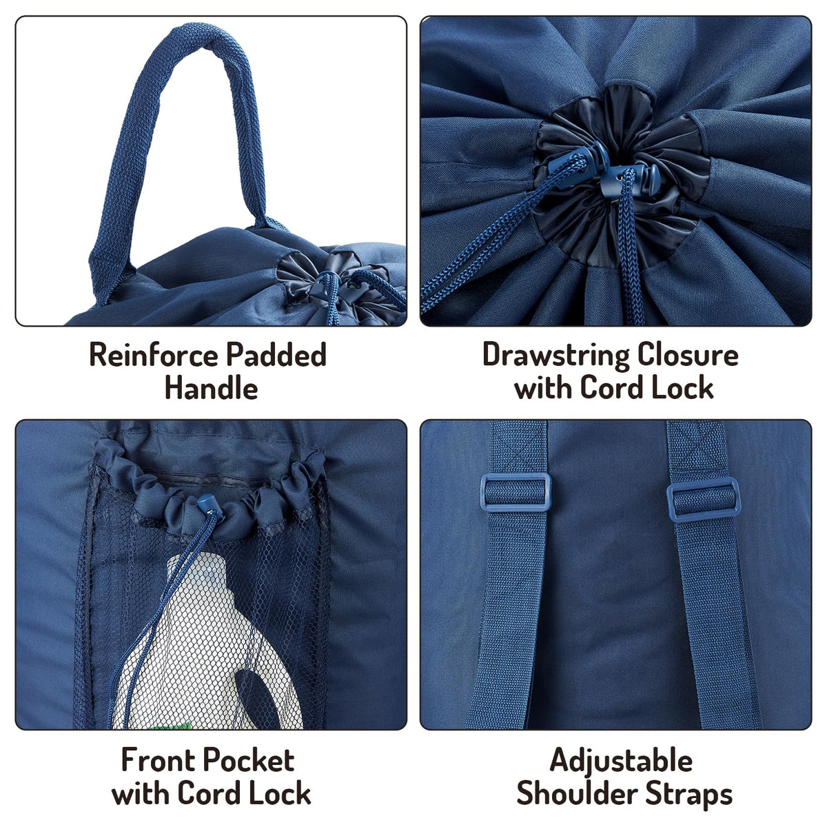 Laundry Bag Backpack with Detergent Holder and Adjustable Shoulder Straps