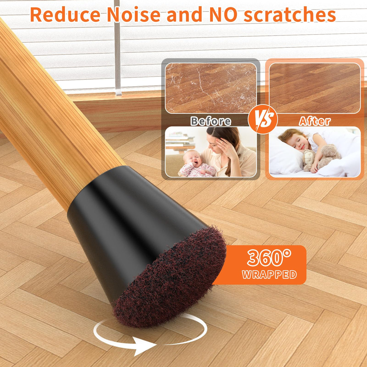 Chair Leg Floor Protectors for Hardwood Floors Extra Small 24pcs (24 Count)