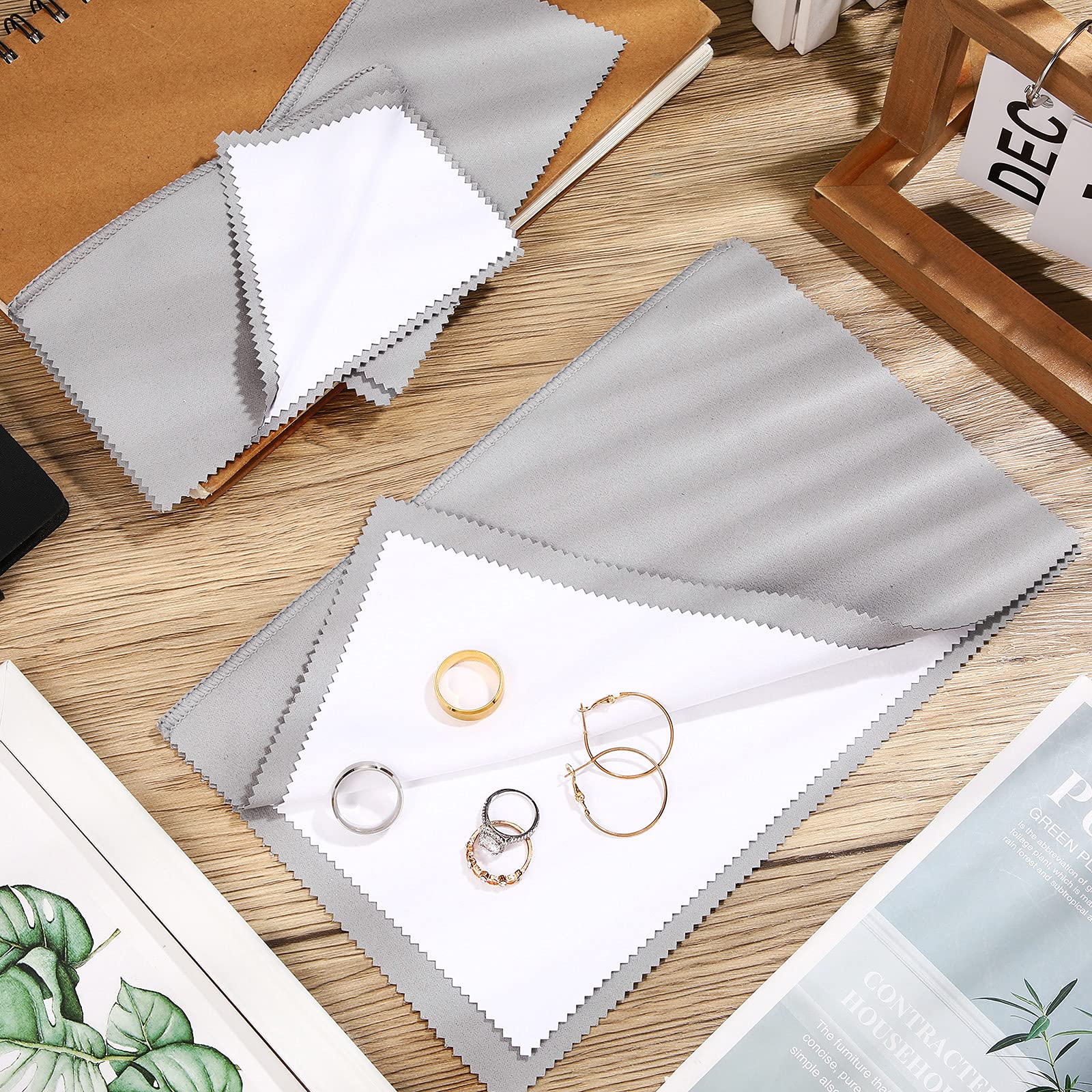 8 Pieces Large Jewelry Polishing Cloth Set Cleaning Cloths Silver Polishing Cleaning for Gold Silver Platinum Jewelry Coins Watches Silverware