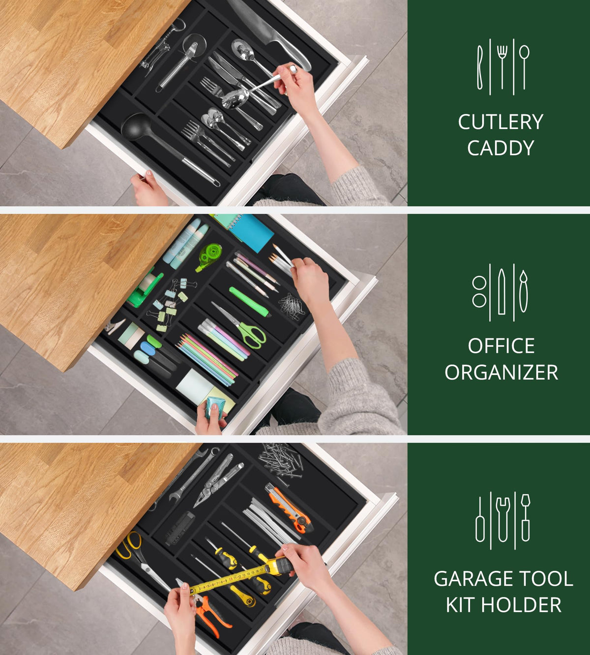 Luxury Bamboo Kitchen Drawer Organizer