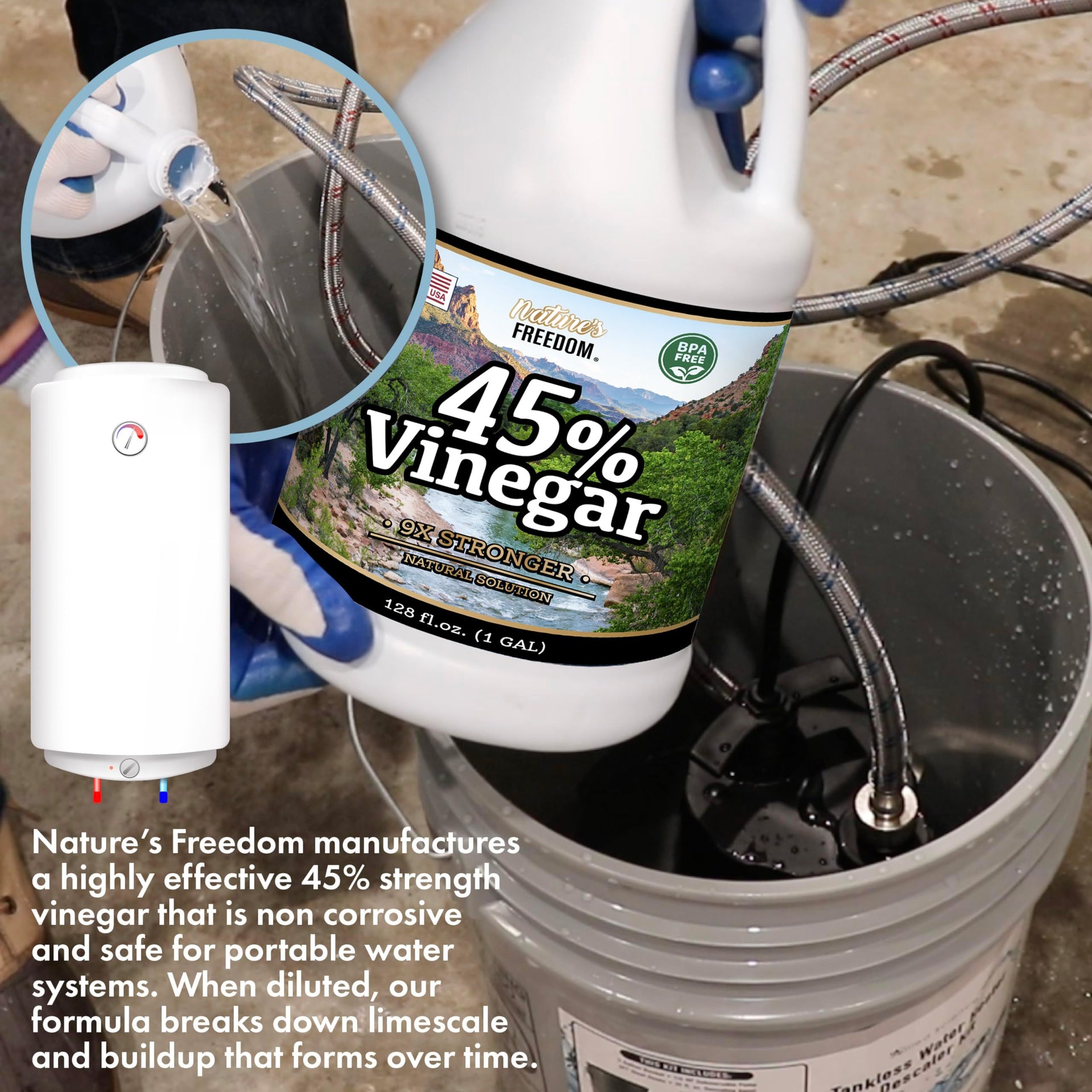 45% High Strength Vinegar with Funnel (128 Fl Oz)