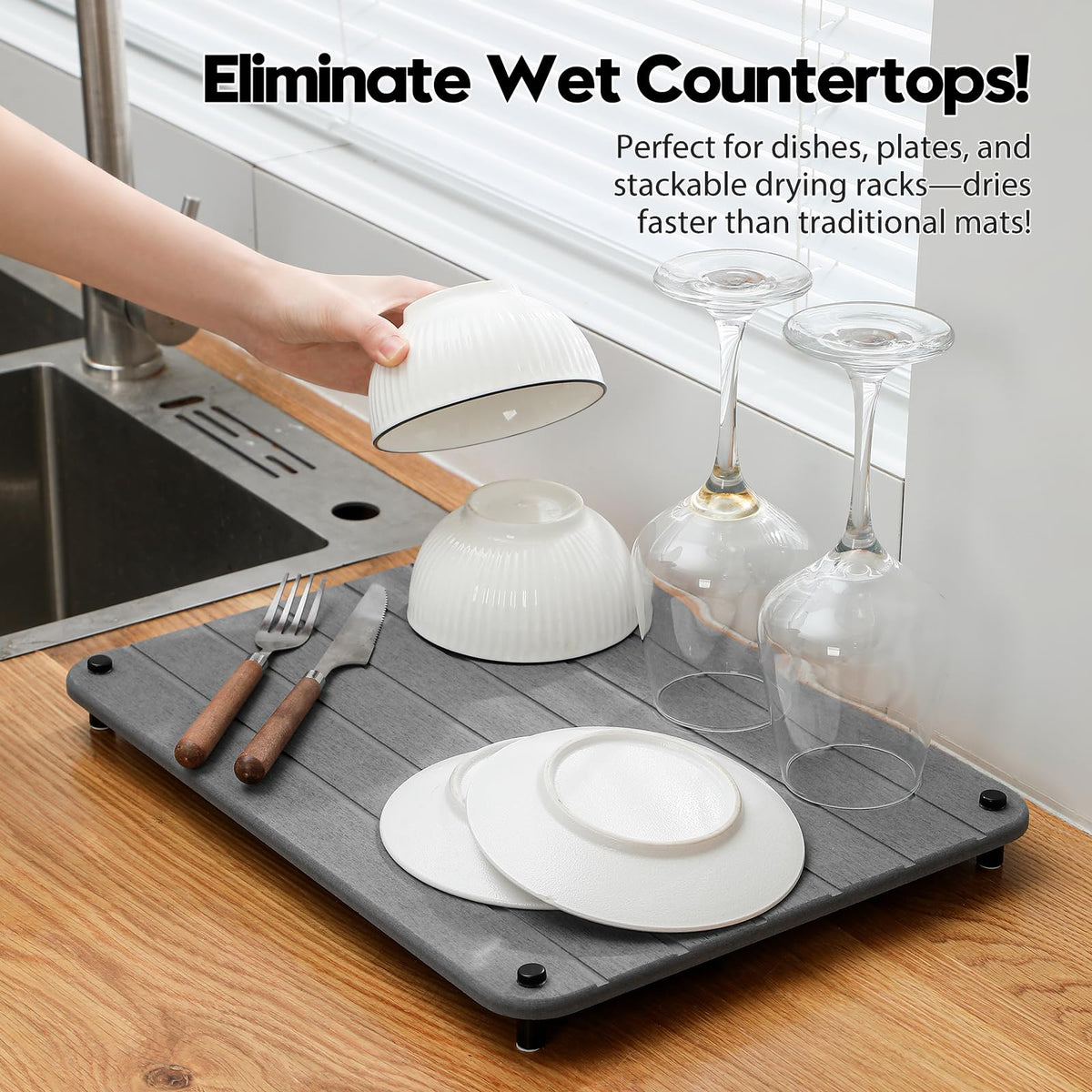 Stone Dish Drying Mat for Kitchen Counter