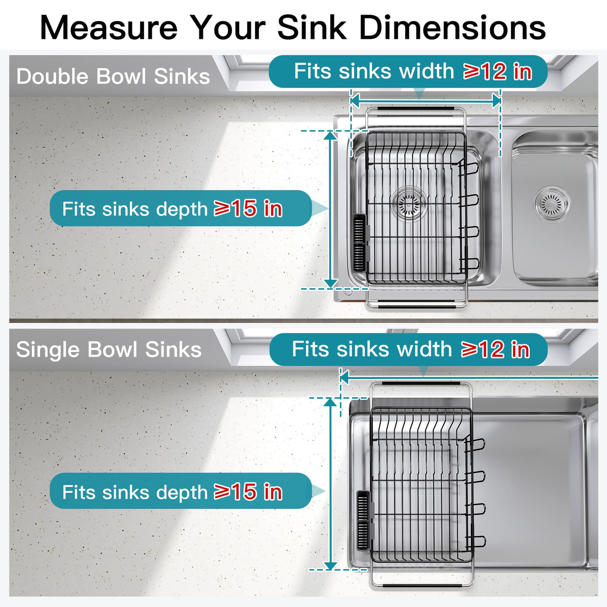 Black Dish Drying Rack in Sink