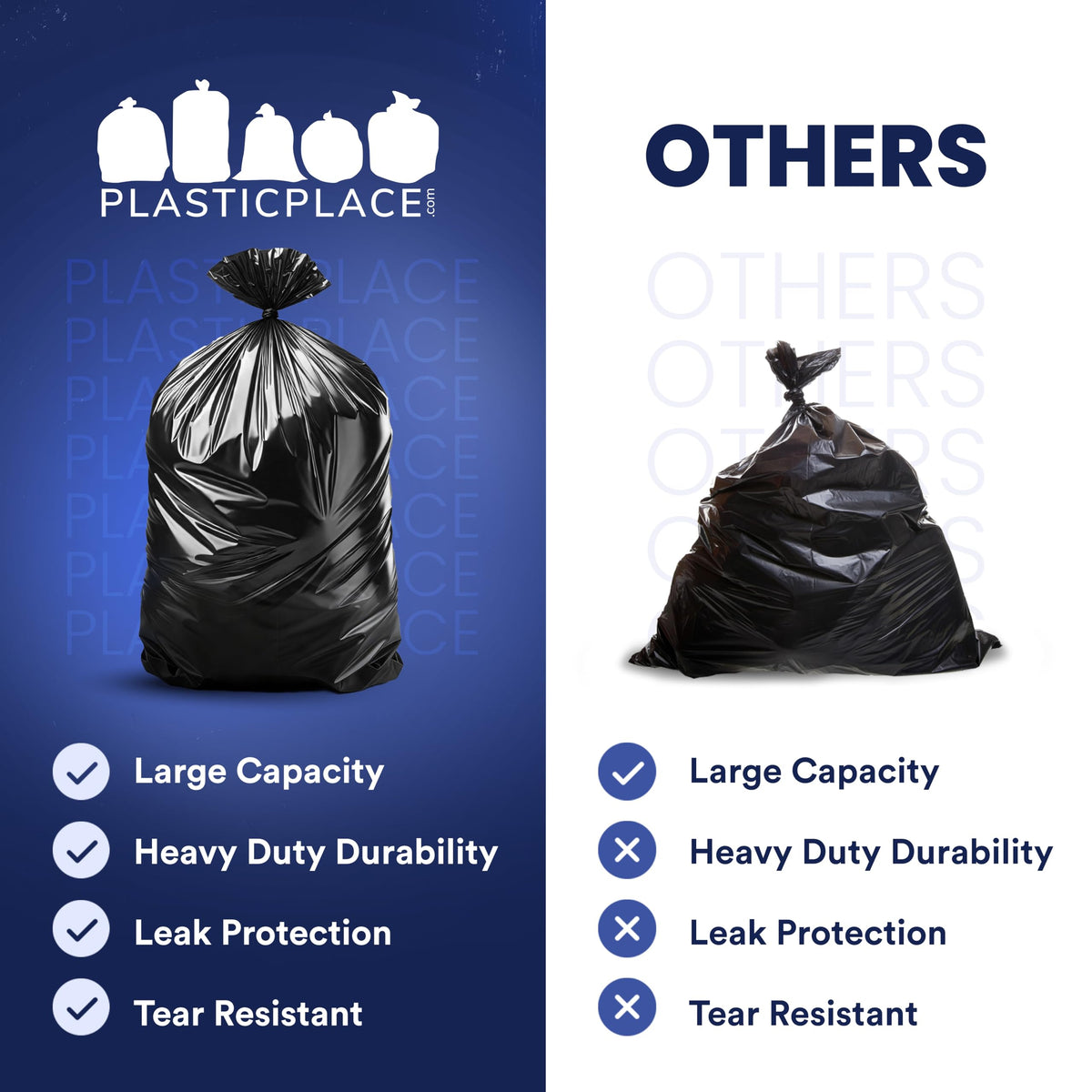55 60 Gallon Trash Bags │ 1.5 Mil │ Black Heavy Duty Garbage Can Liners │ 36” x 58” (100 Count)