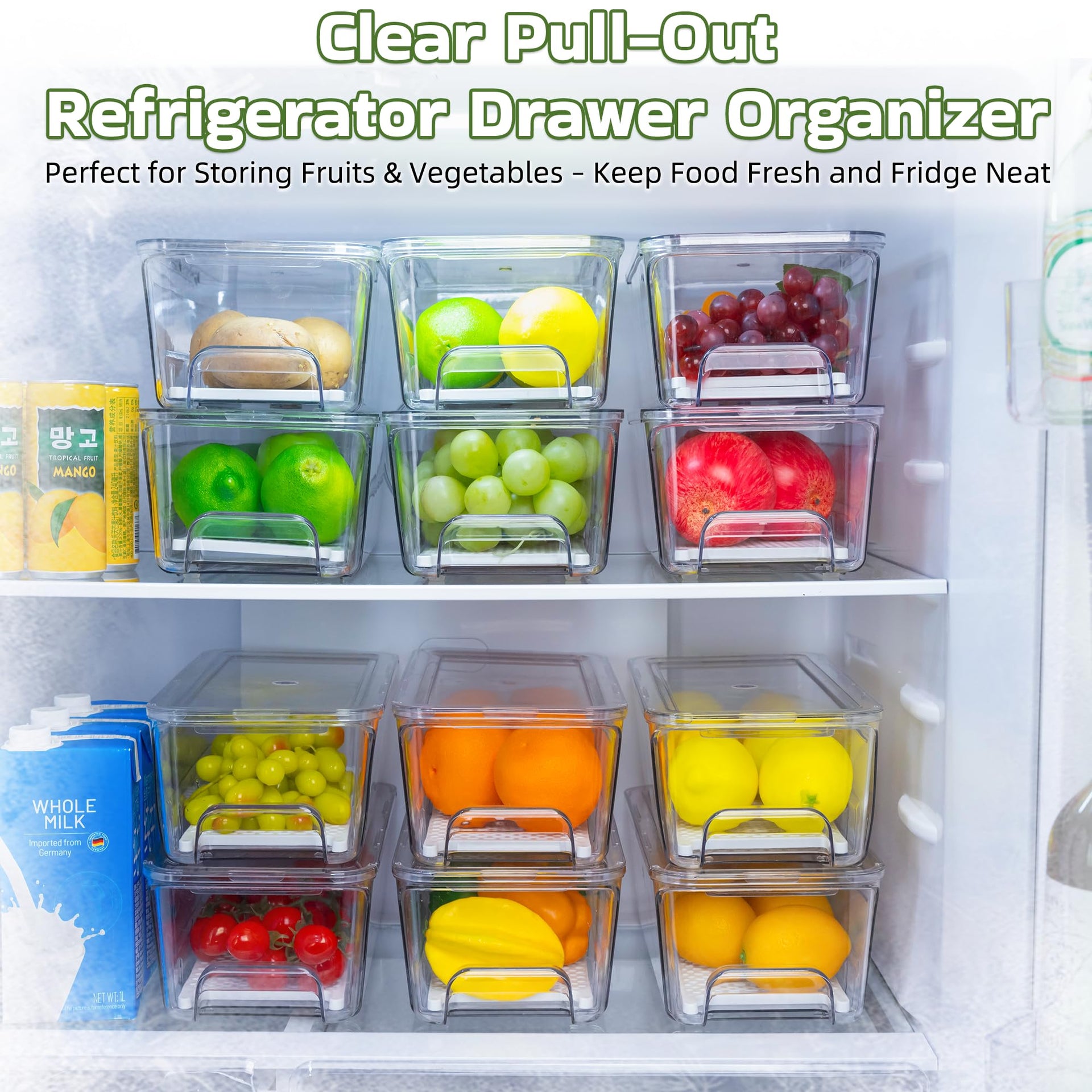 Large Fridge Organizer Drawers (4 Count)