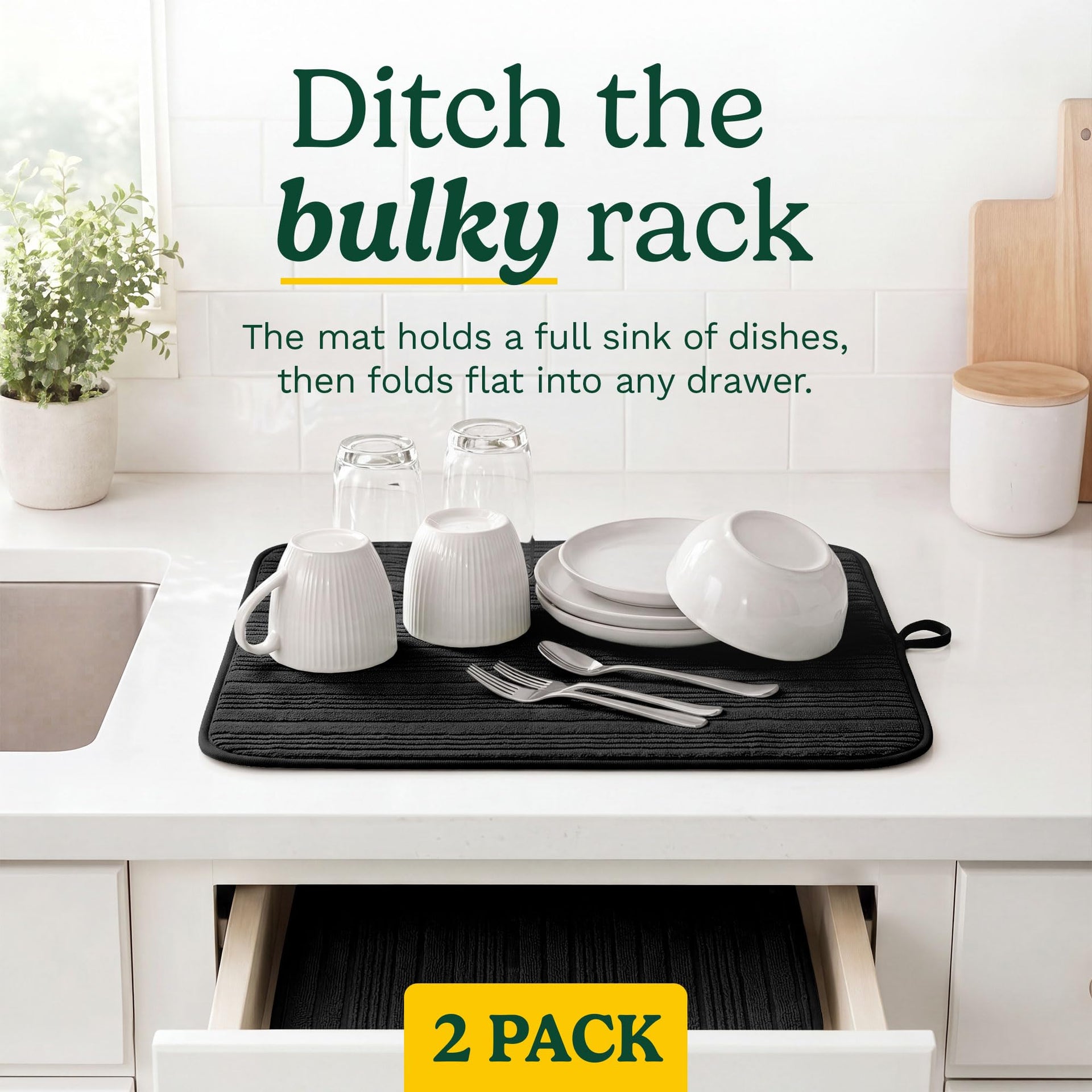 Cuisinart Dish Drying Mat for Kitchen Counter (2 Count)