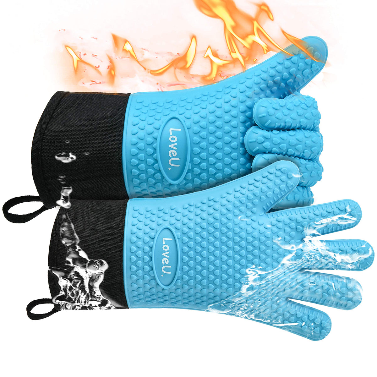 Silicone Oven Mitts Gloves (2 Count)