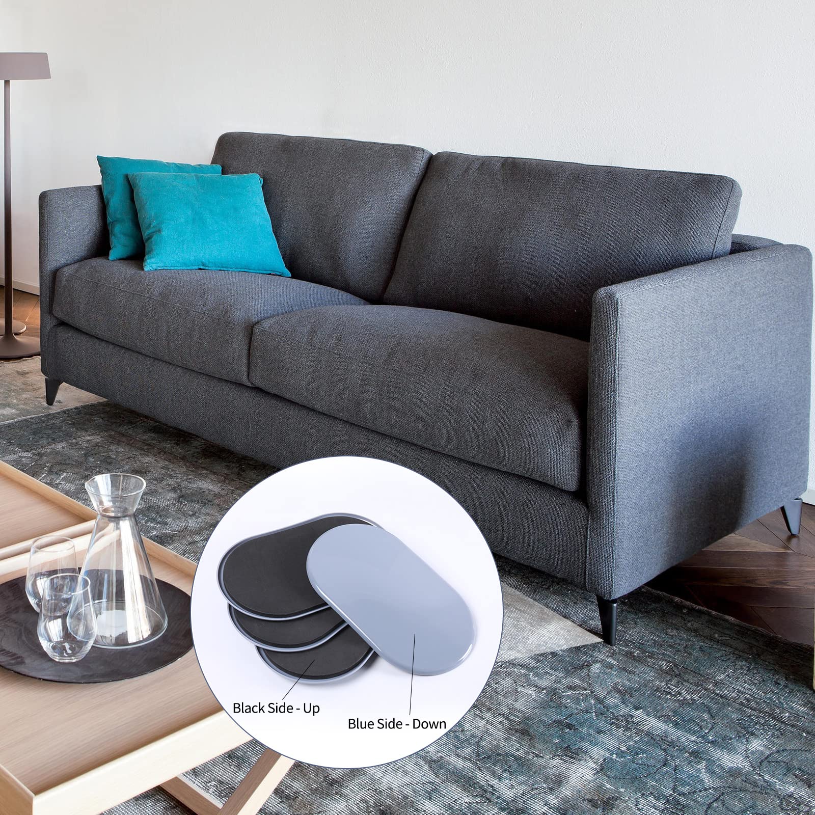 Reusable Large Furniture Movers Sliders for Carpet and Hardwood Floors (8 Count)
