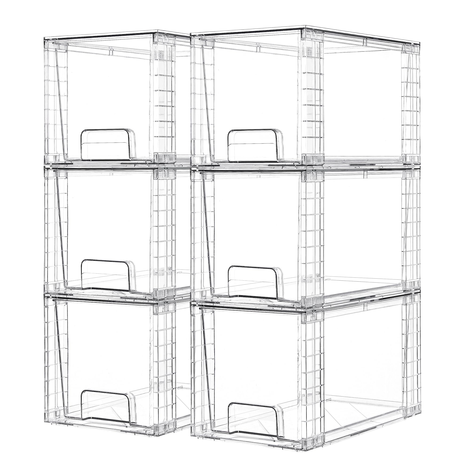 6 Pack Large Stackable Storage Drawers (6 Count)