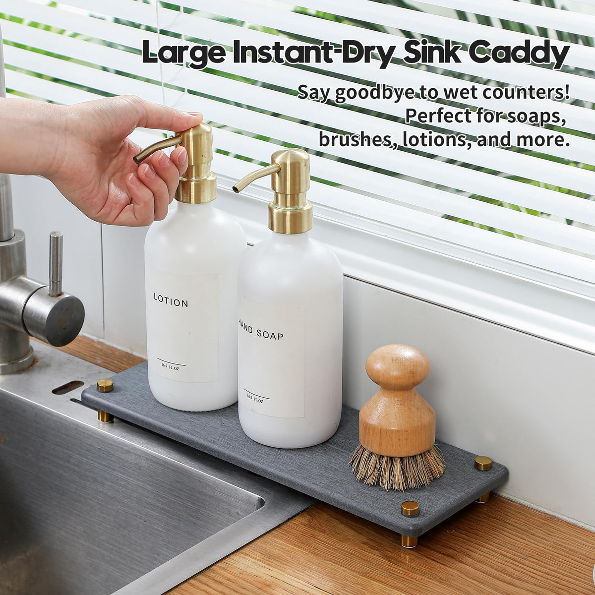Kitchen Sink Caddy Water Absorbing Stone Drying Tray