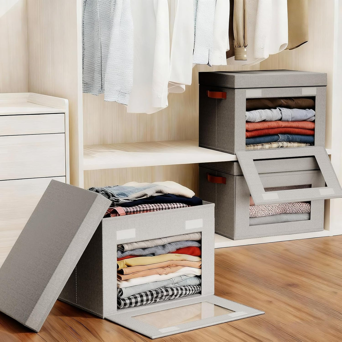 Collapsible Stackable Storage Bins with Lids